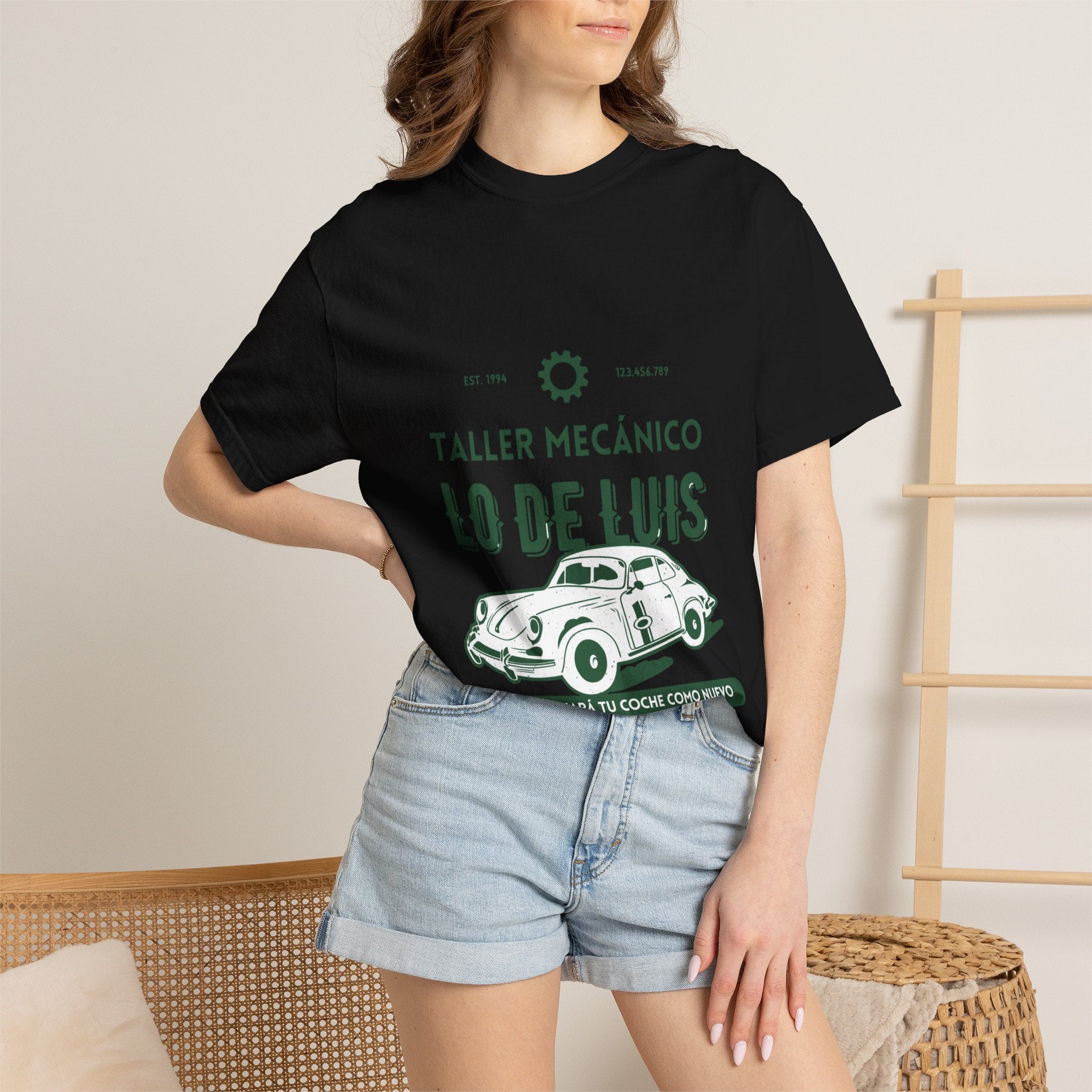 T-shirt — Taller Mecánico Lo De Luis Vintage Car Repair Tee (Soy quien deja tu coche como nuevo)