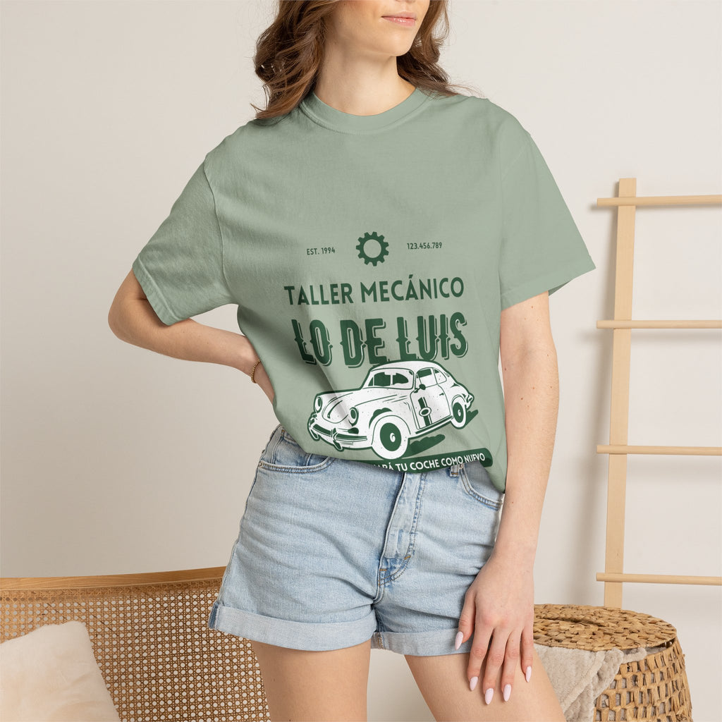 T-shirt — Taller Mecánico Lo De Luis Vintage Car Repair Tee (Soy quien deja tu coche como nuevo)