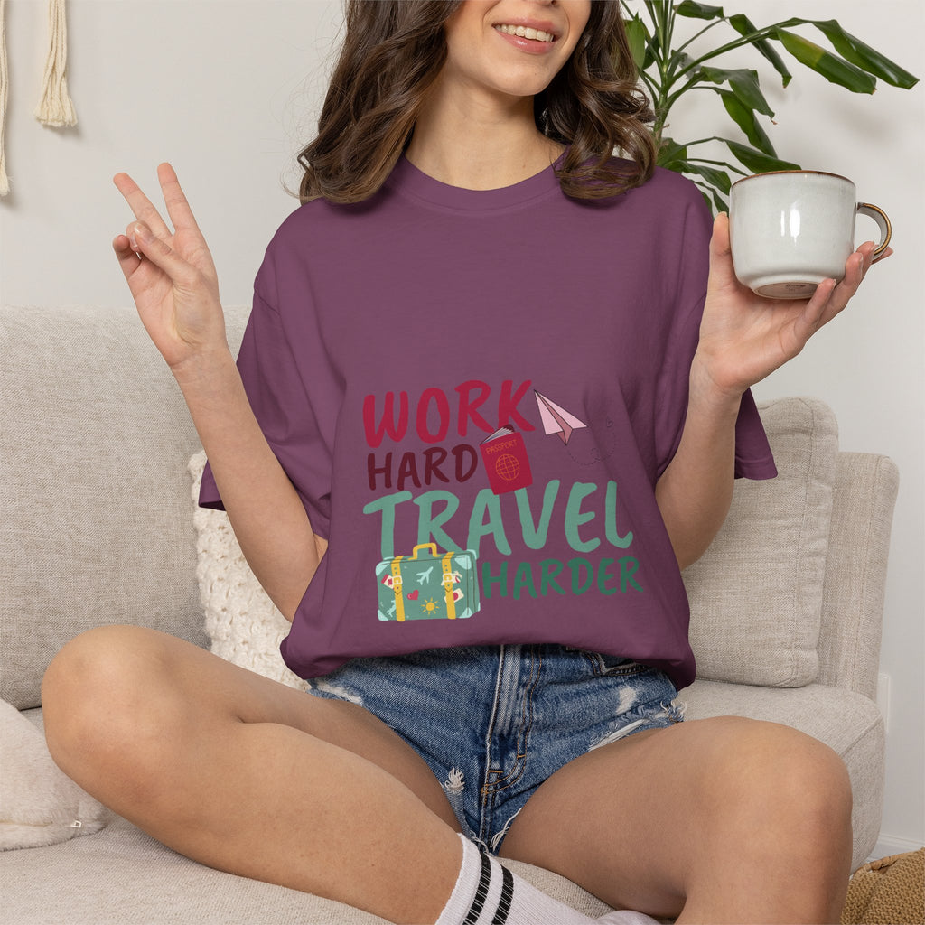 Travel T-Shirt — "Work Hard Travel Harder" Graphic Tee