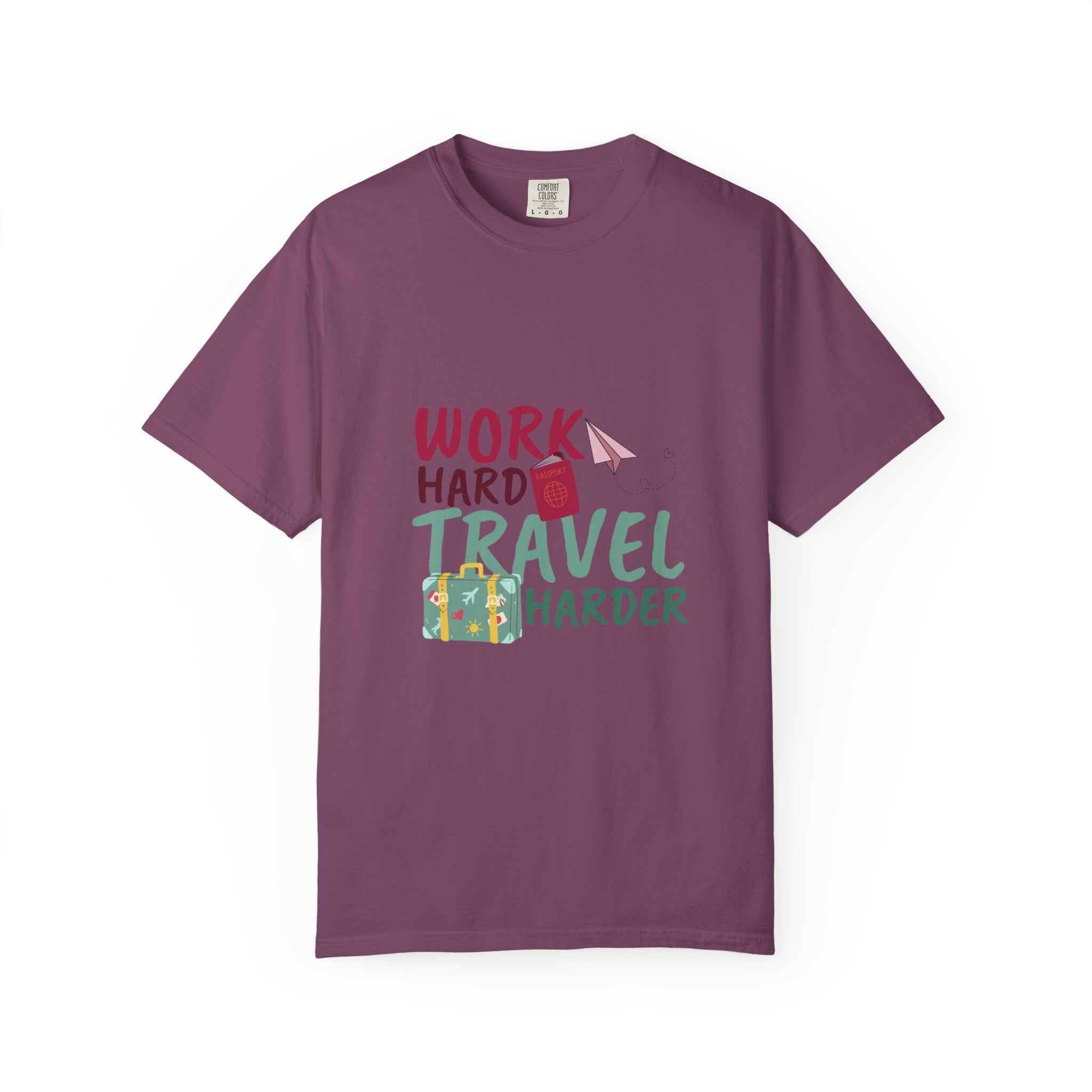 Travel T-Shirt — "Work Hard Travel Harder" Graphic Tee