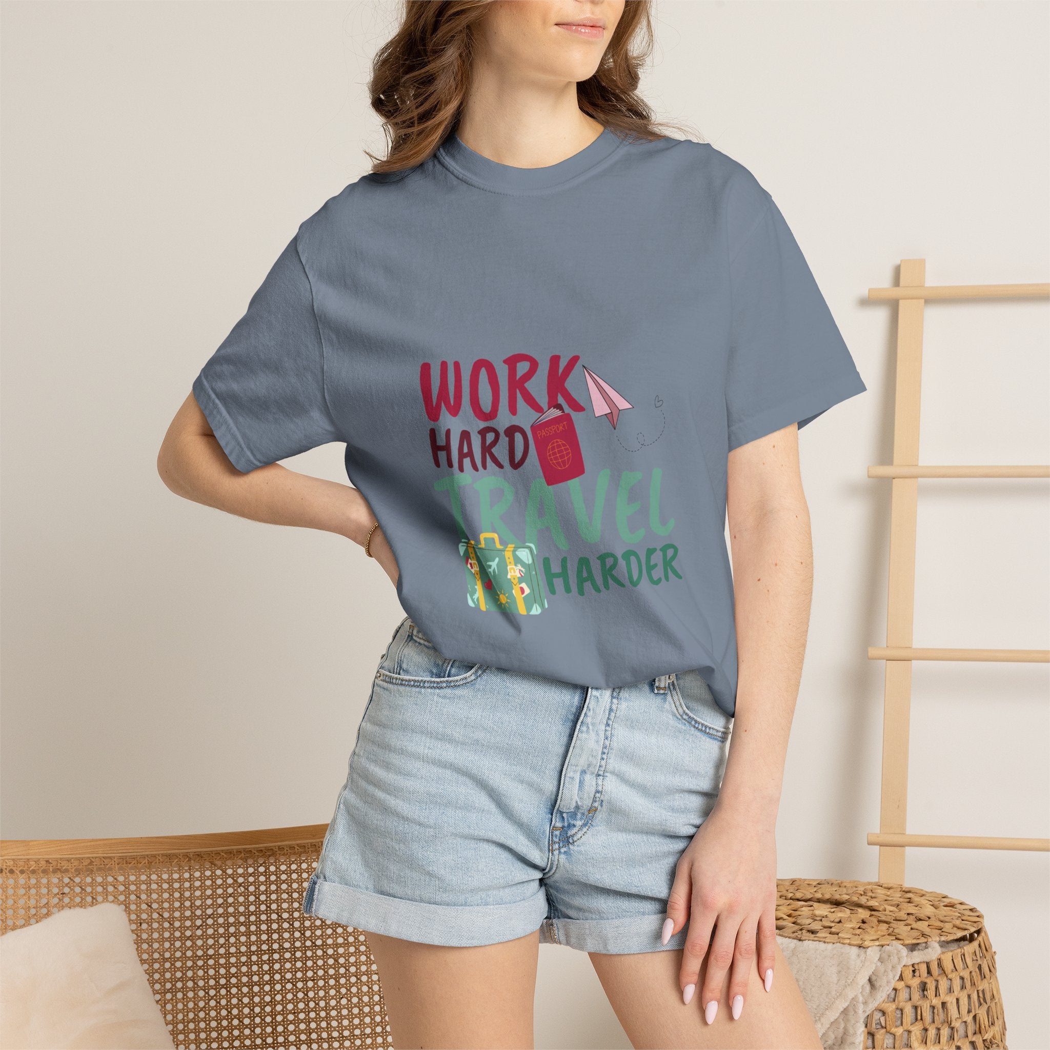 Travel T-Shirt — "Work Hard Travel Harder" Graphic Tee