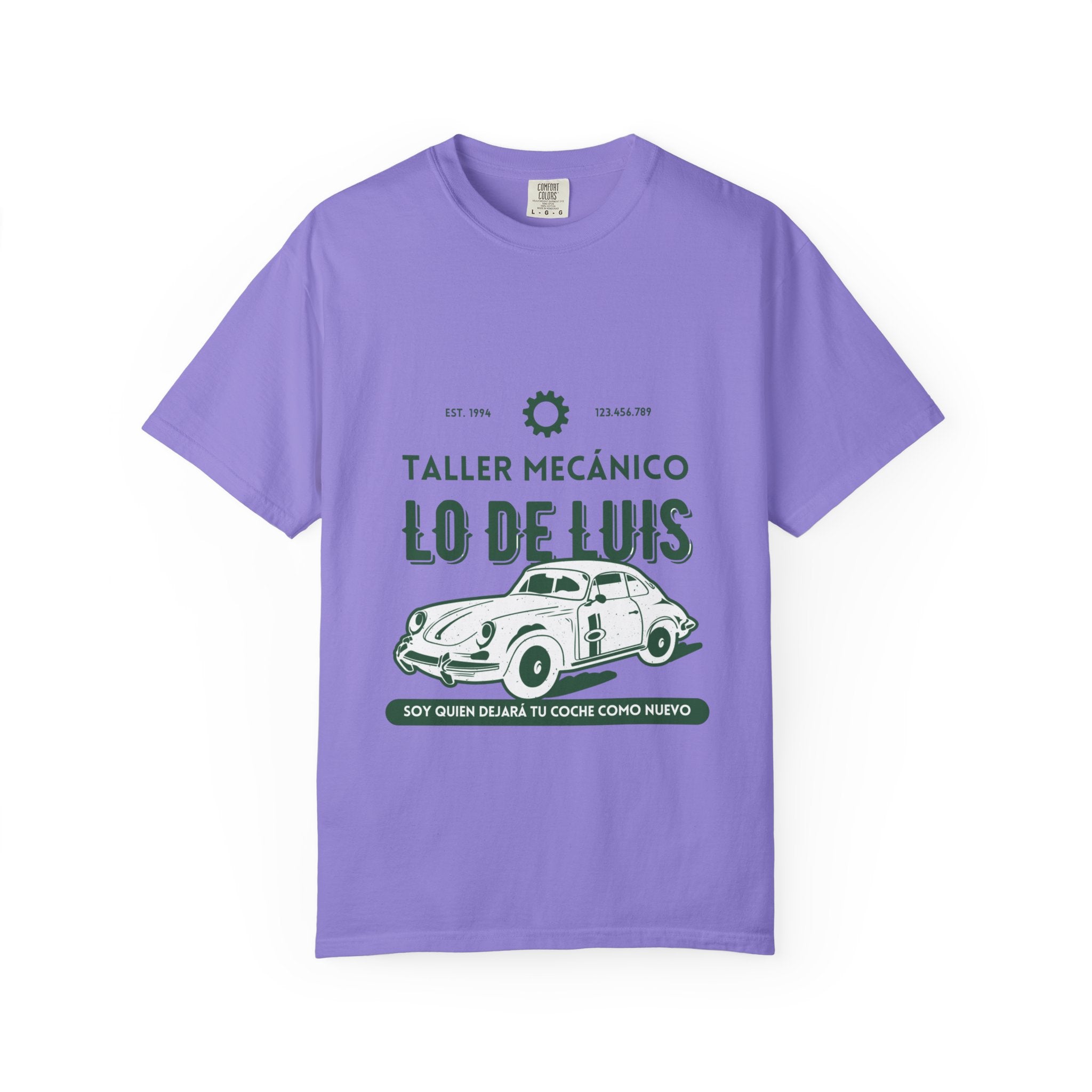 T-shirt — Taller Mecánico Lo De Luis Vintage Car Repair Tee (Soy quien deja tu coche como nuevo)