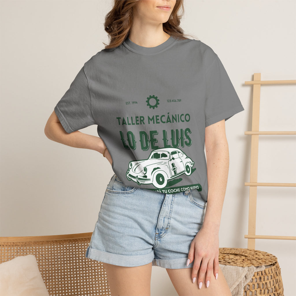 T-shirt — Taller Mecánico Lo De Luis Vintage Car Repair Tee (Soy quien deja tu coche como nuevo)