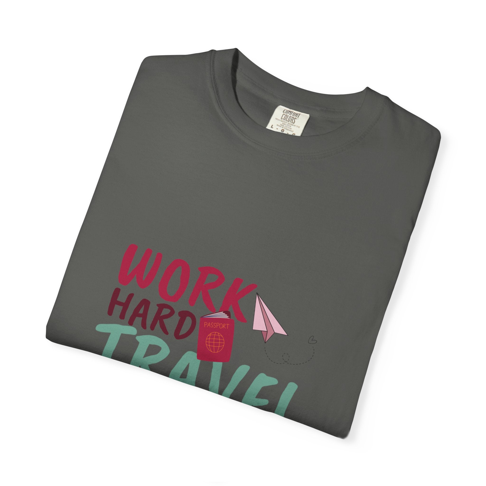 Travel T-Shirt — "Work Hard Travel Harder" Graphic Tee