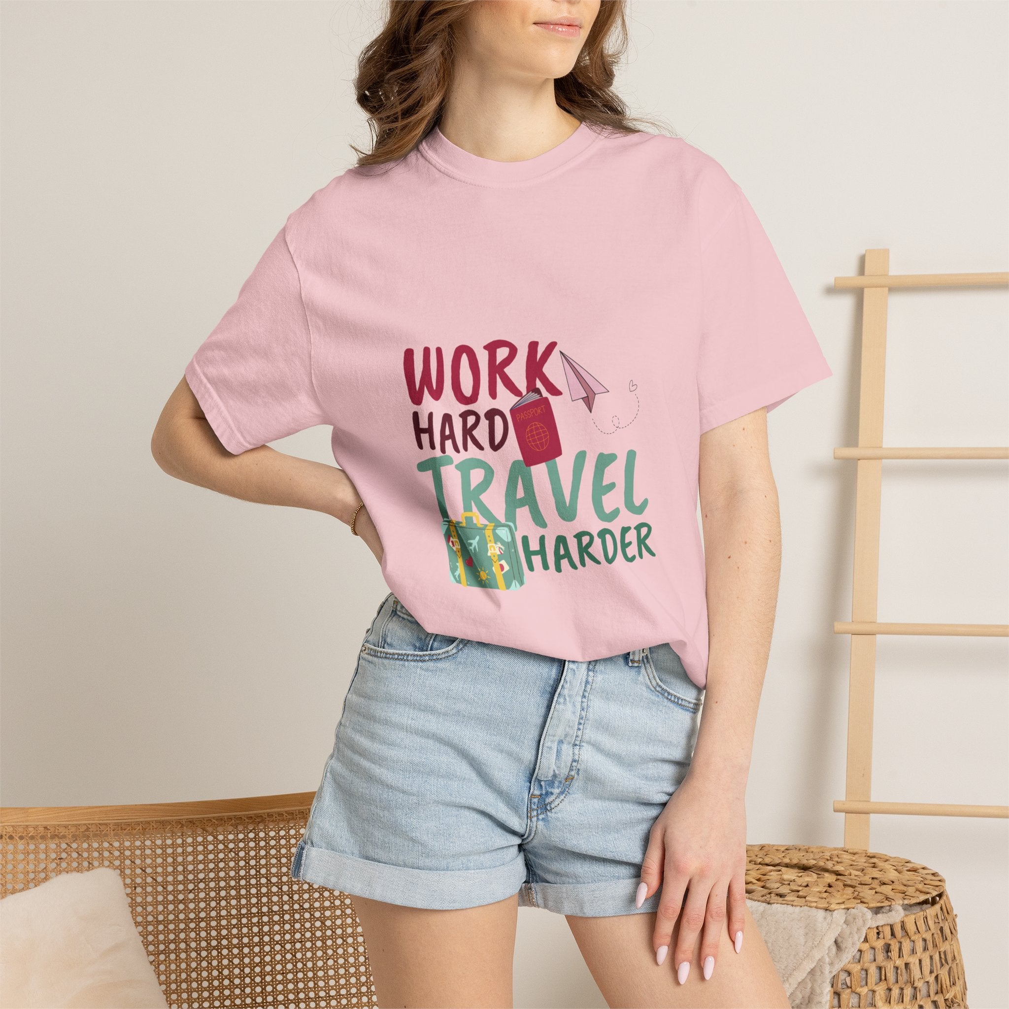 Travel T-Shirt — "Work Hard Travel Harder" Graphic Tee