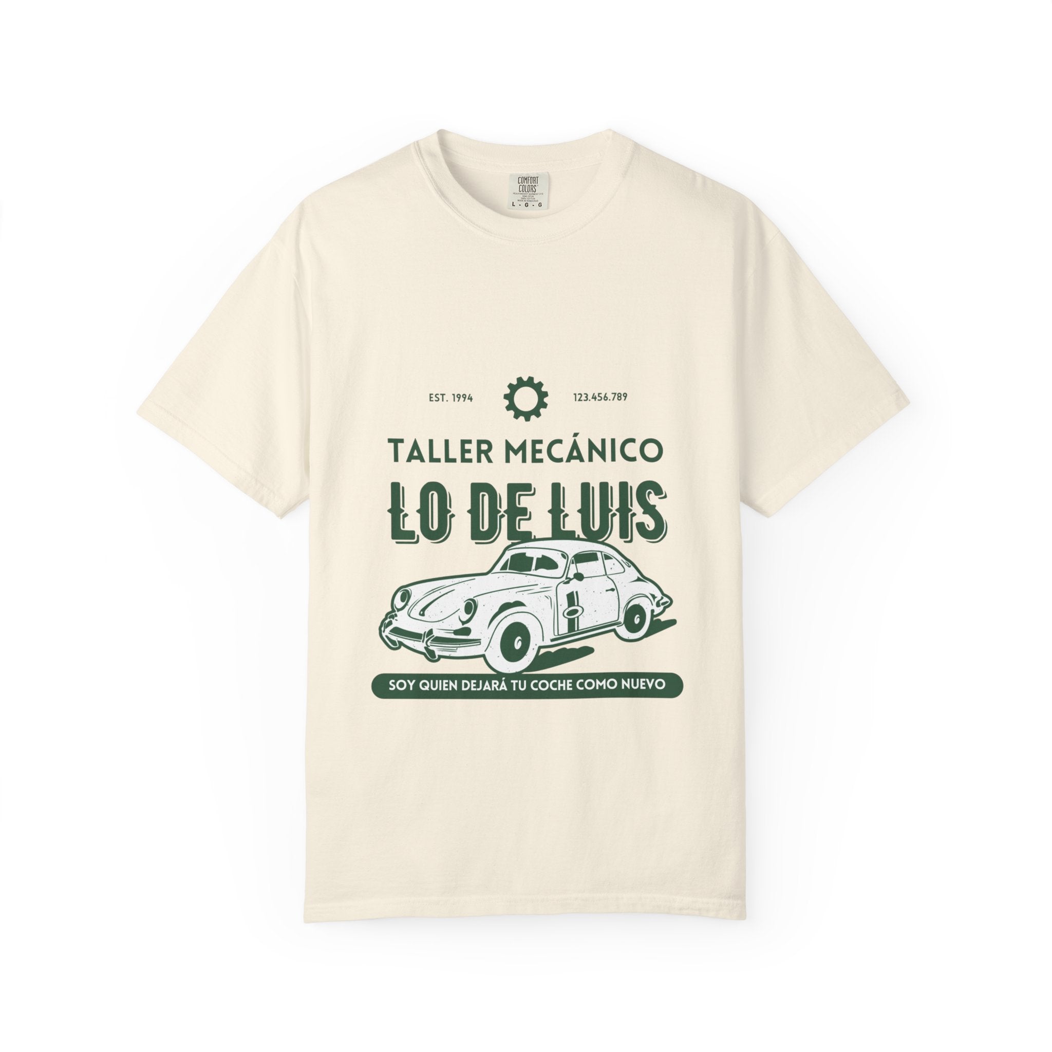 T-shirt — Taller Mecánico Lo De Luis Vintage Car Repair Tee (Soy quien deja tu coche como nuevo)