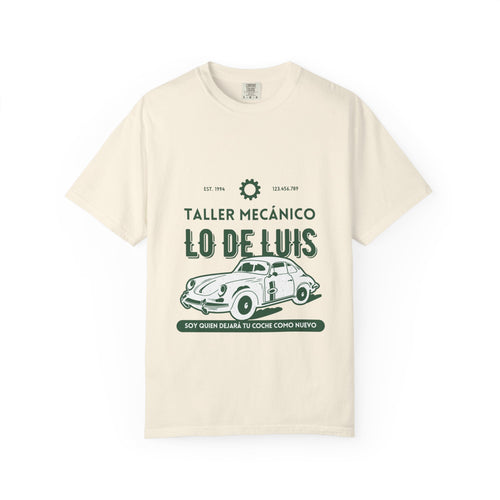 T-shirt — Taller Mecánico Lo De Luis Vintage Car Repair Tee (Soy quien deja tu coche como nuevo)