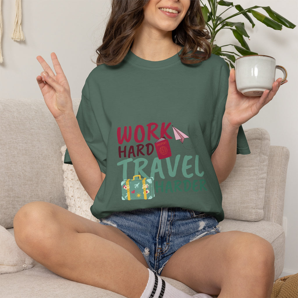 Travel T-Shirt — "Work Hard Travel Harder" Graphic Tee