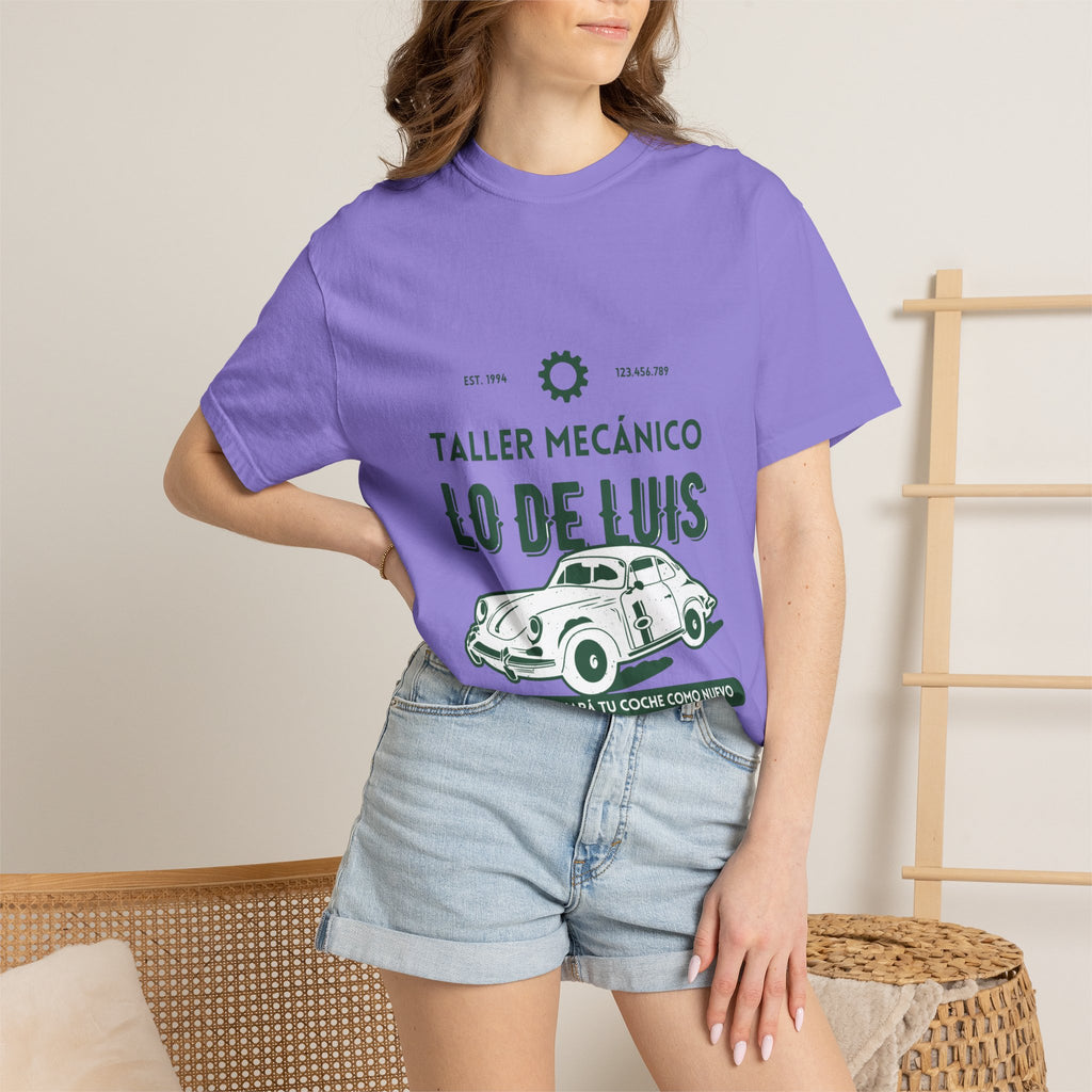 T-shirt — Taller Mecánico Lo De Luis Vintage Car Repair Tee (Soy quien deja tu coche como nuevo)