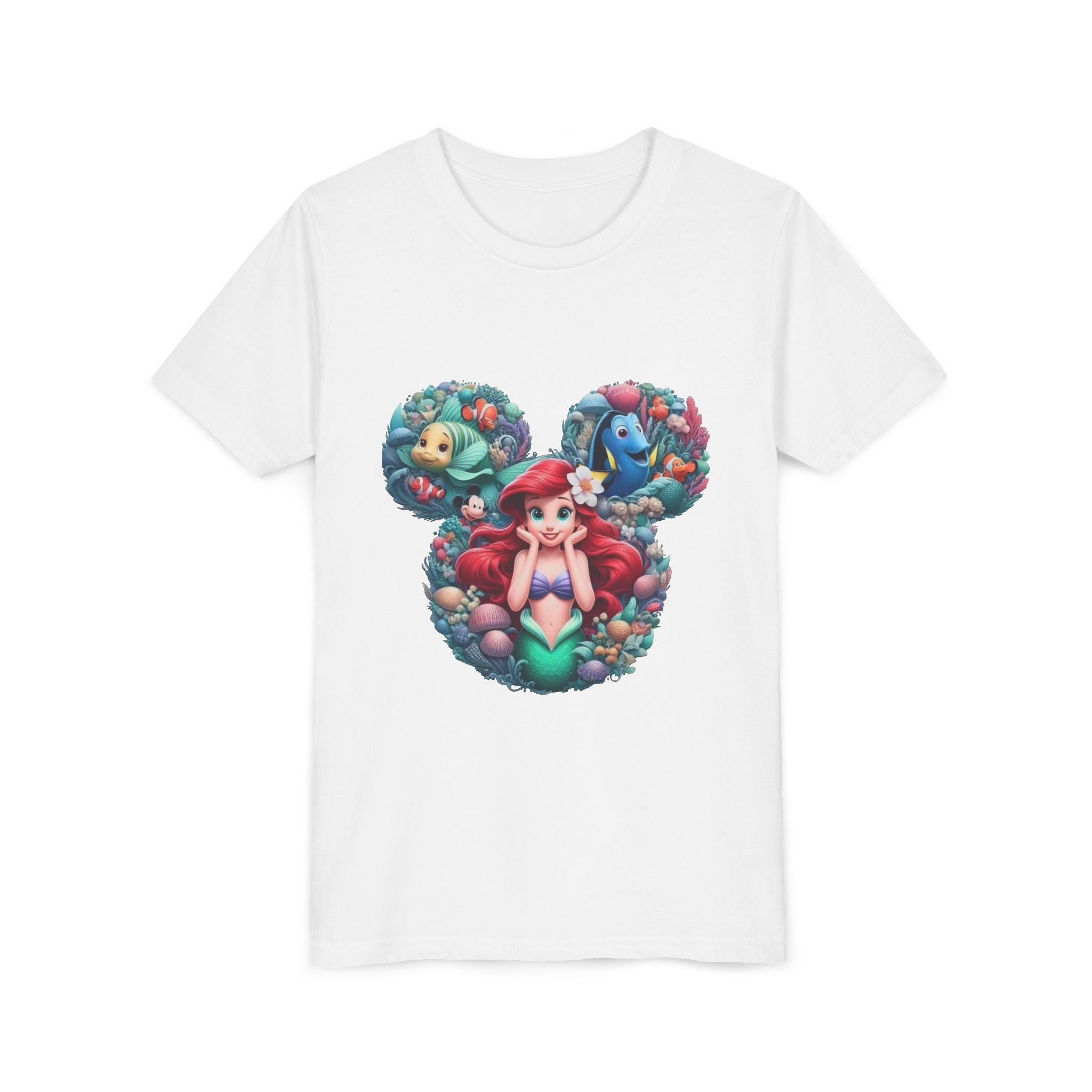 Youth Tee — Mermaid Princess Mickey Head Design