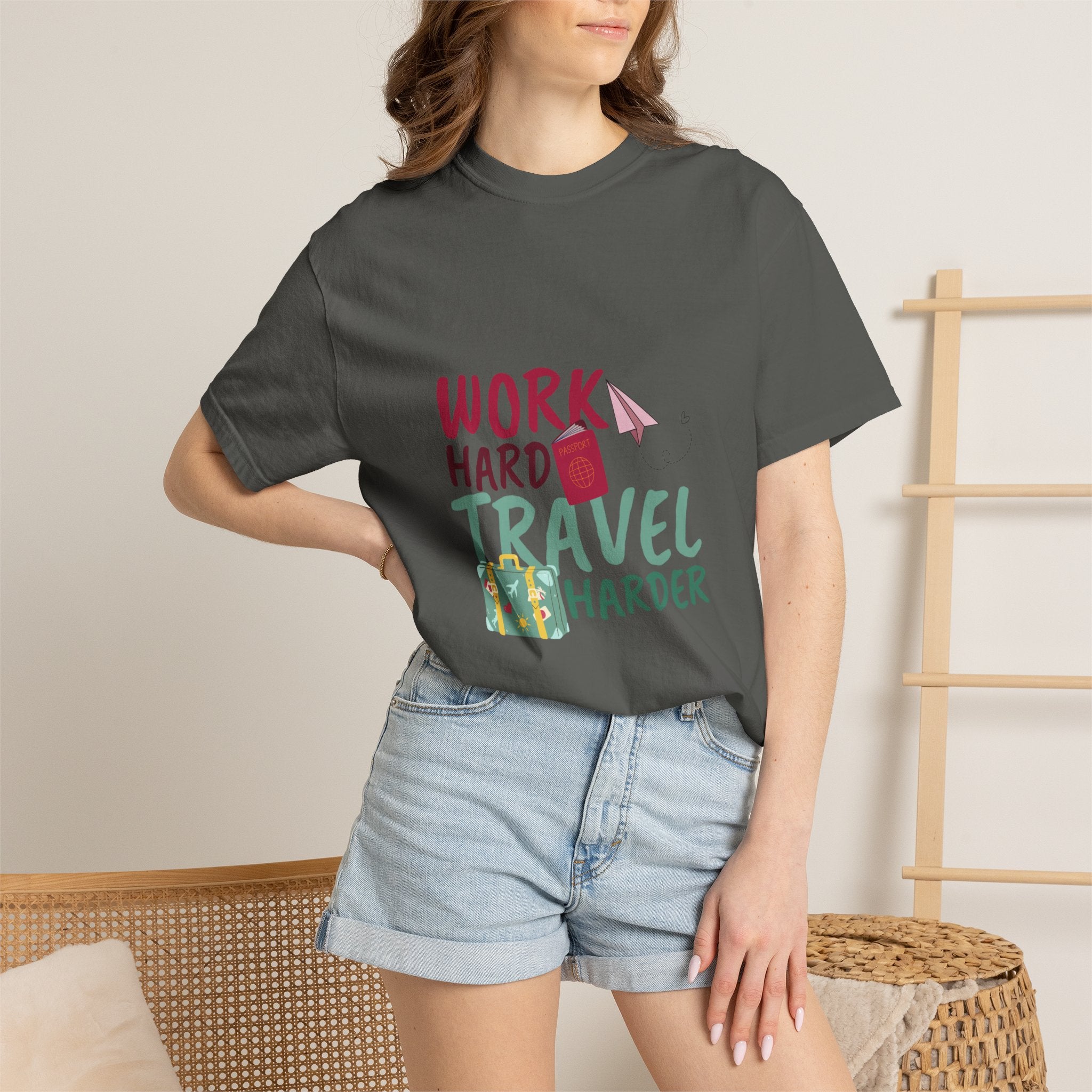 Travel T-Shirt — "Work Hard Travel Harder" Graphic Tee
