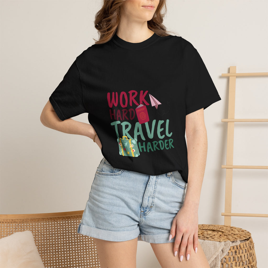 Travel T-Shirt — "Work Hard Travel Harder" Graphic Tee
