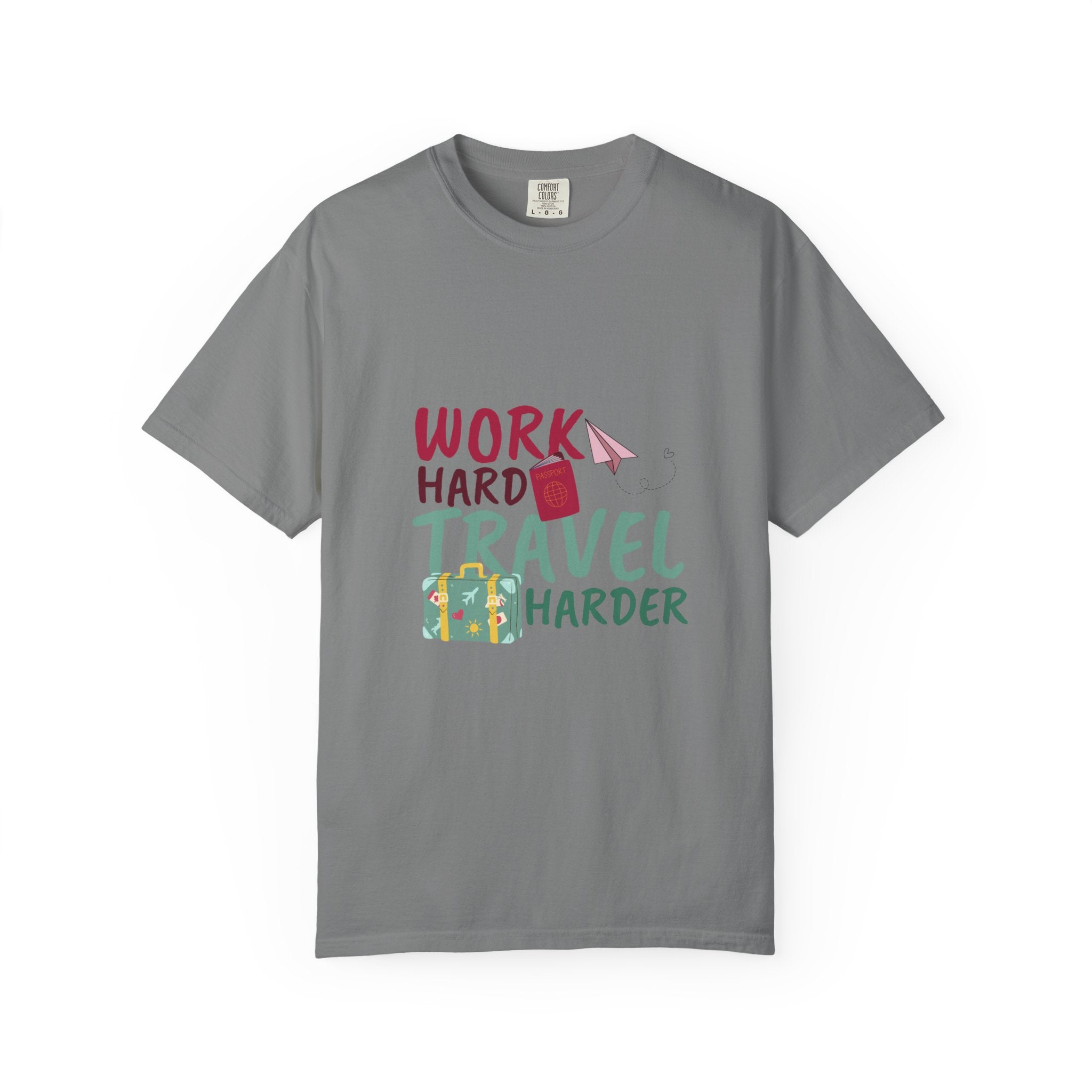 Travel T-Shirt — "Work Hard Travel Harder" Graphic Tee