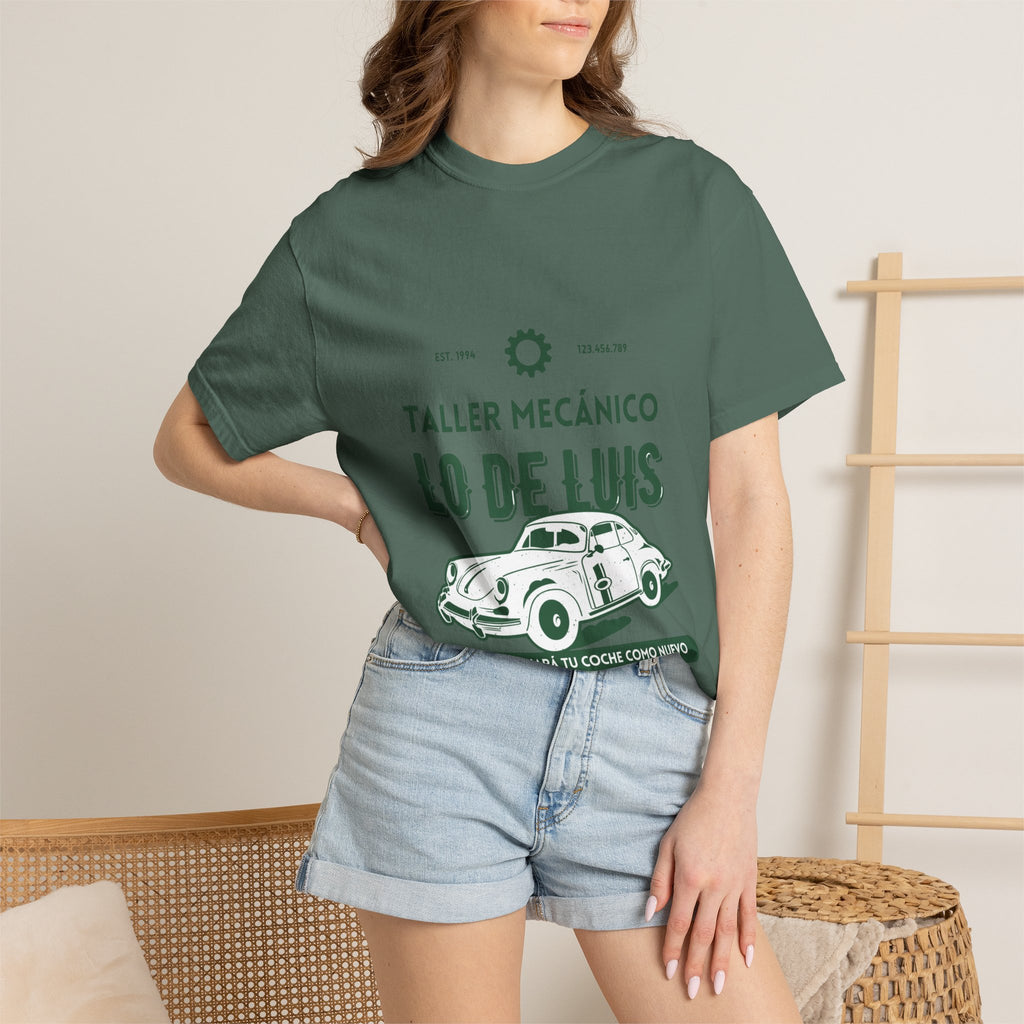 T-shirt — Taller Mecánico Lo De Luis Vintage Car Repair Tee (Soy quien deja tu coche como nuevo)