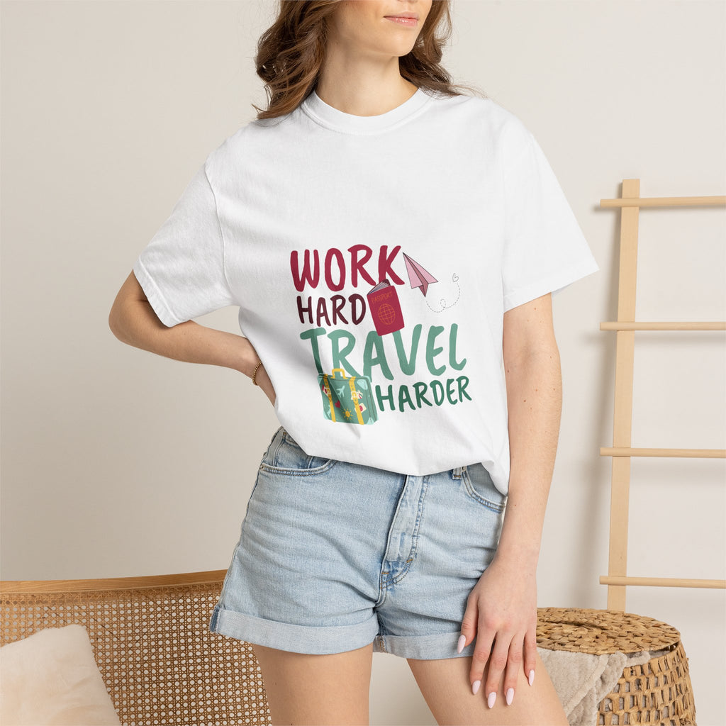 Travel T-Shirt — "Work Hard Travel Harder" Graphic Tee