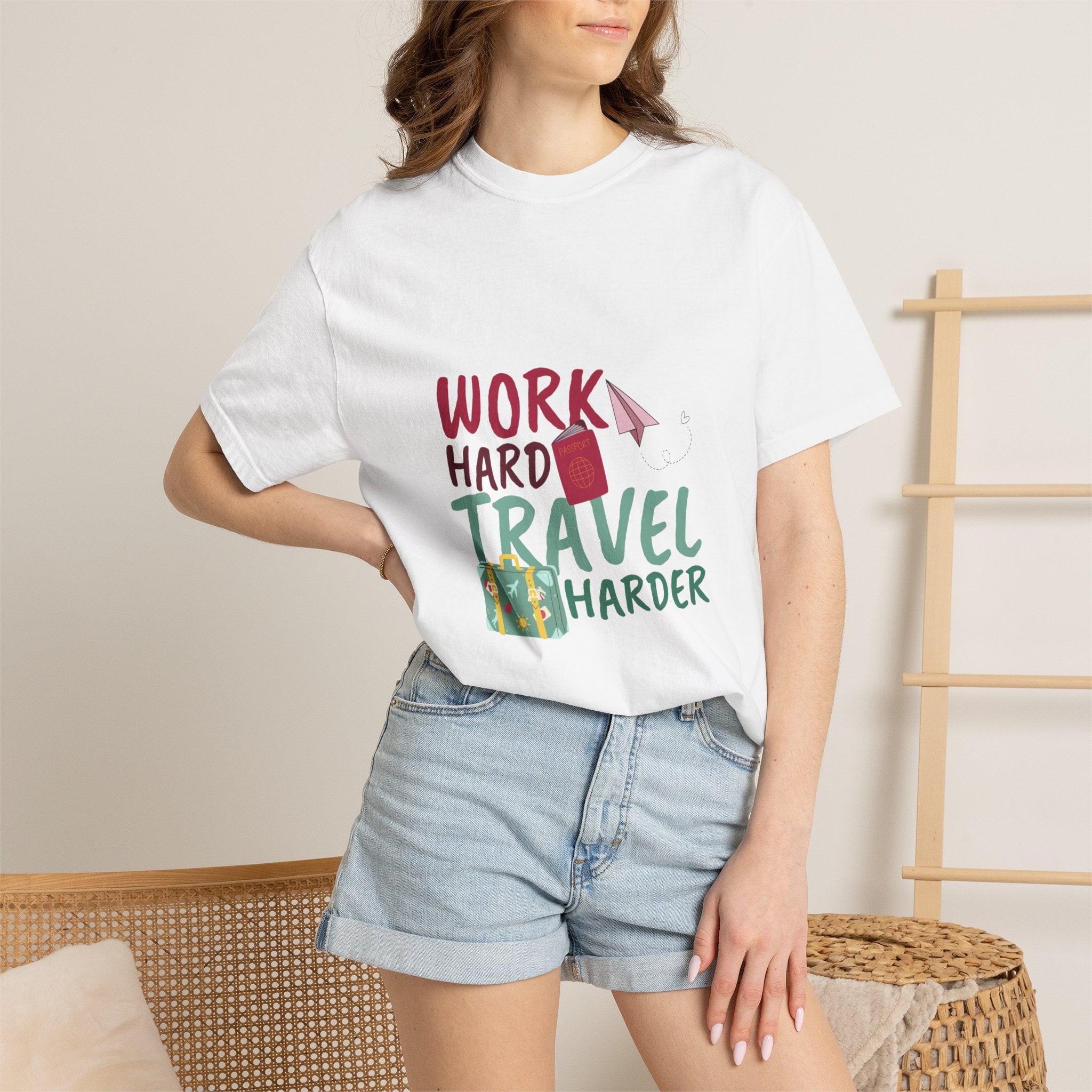 Travel T-Shirt — "Work Hard Travel Harder" Graphic Tee