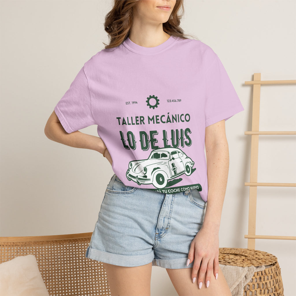 T-shirt — Taller Mecánico Lo De Luis Vintage Car Repair Tee (Soy quien deja tu coche como nuevo)