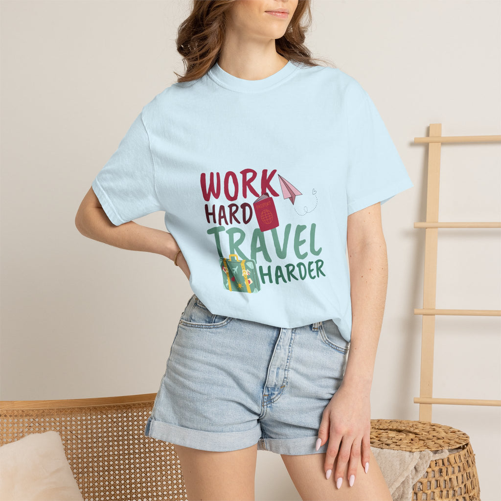 Travel T-Shirt — "Work Hard Travel Harder" Graphic Tee