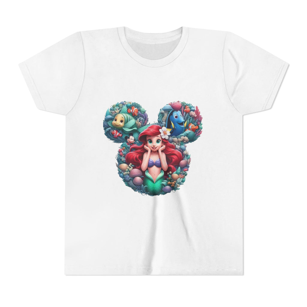 Youth Tee — Mermaid Princess Mickey Head Design