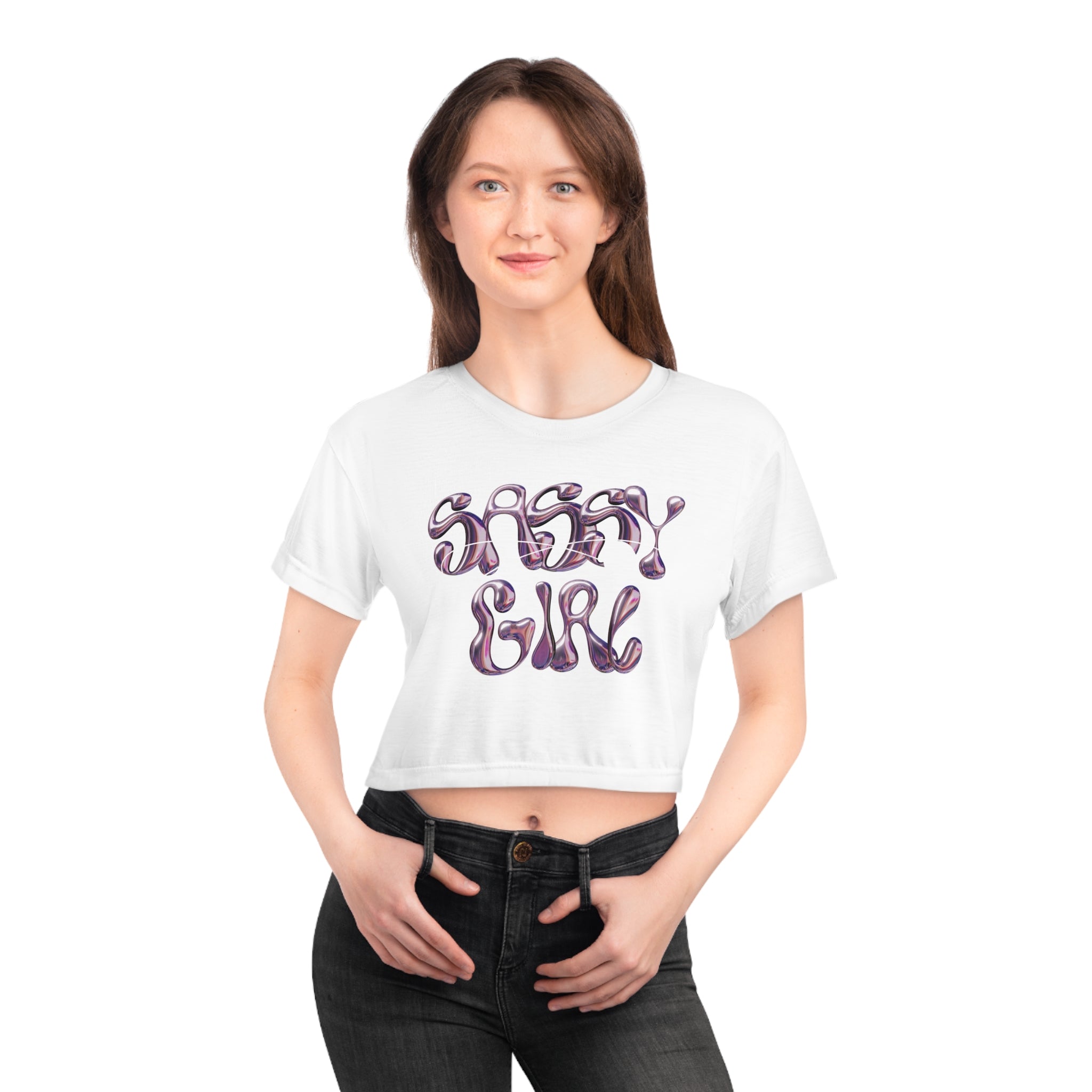 Sassy Girl Metallic Bubble Crop Tee