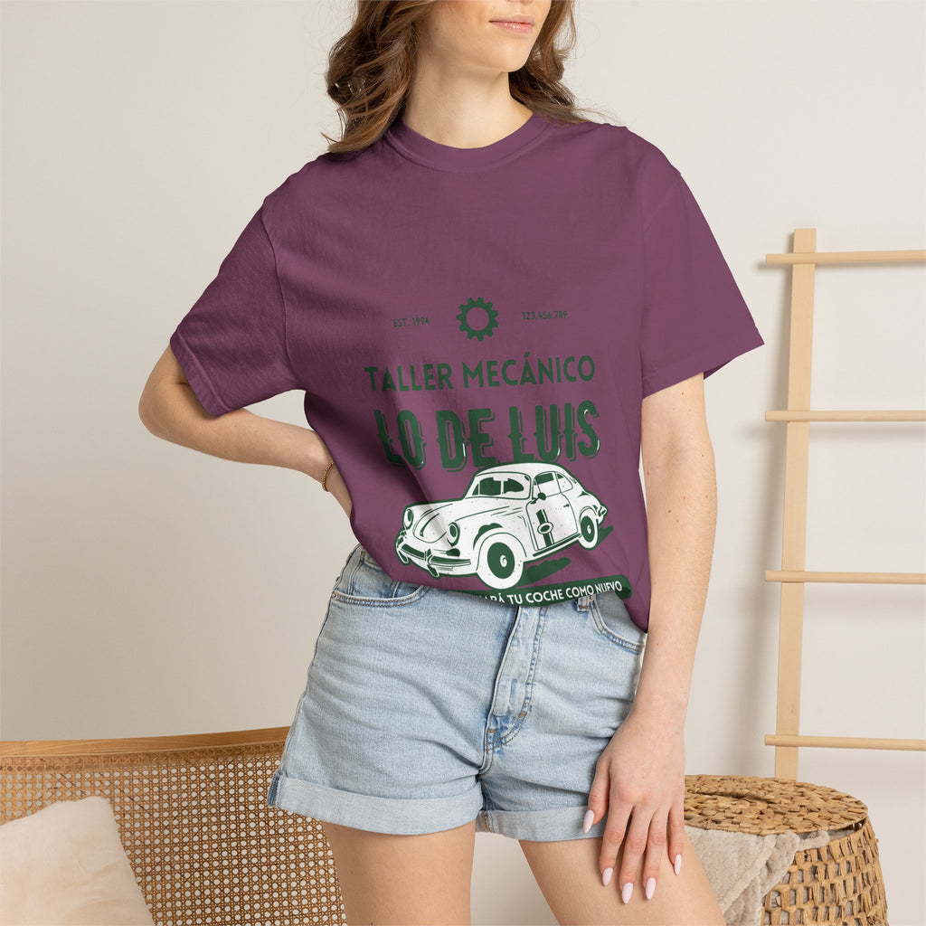 T-shirt — Taller Mecánico Lo De Luis Vintage Car Repair Tee (Soy quien deja tu coche como nuevo)