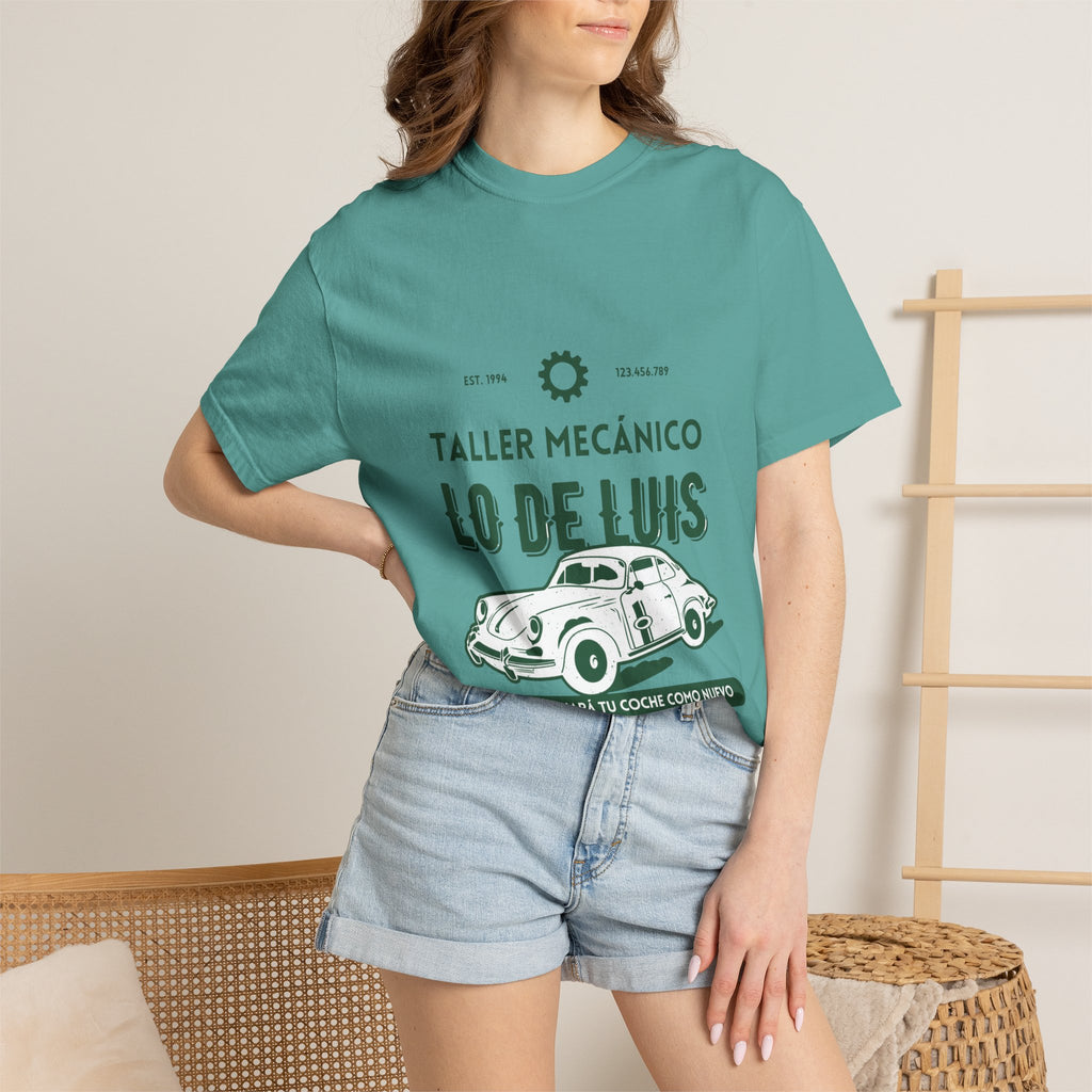 T-shirt — Taller Mecánico Lo De Luis Vintage Car Repair Tee (Soy quien deja tu coche como nuevo)