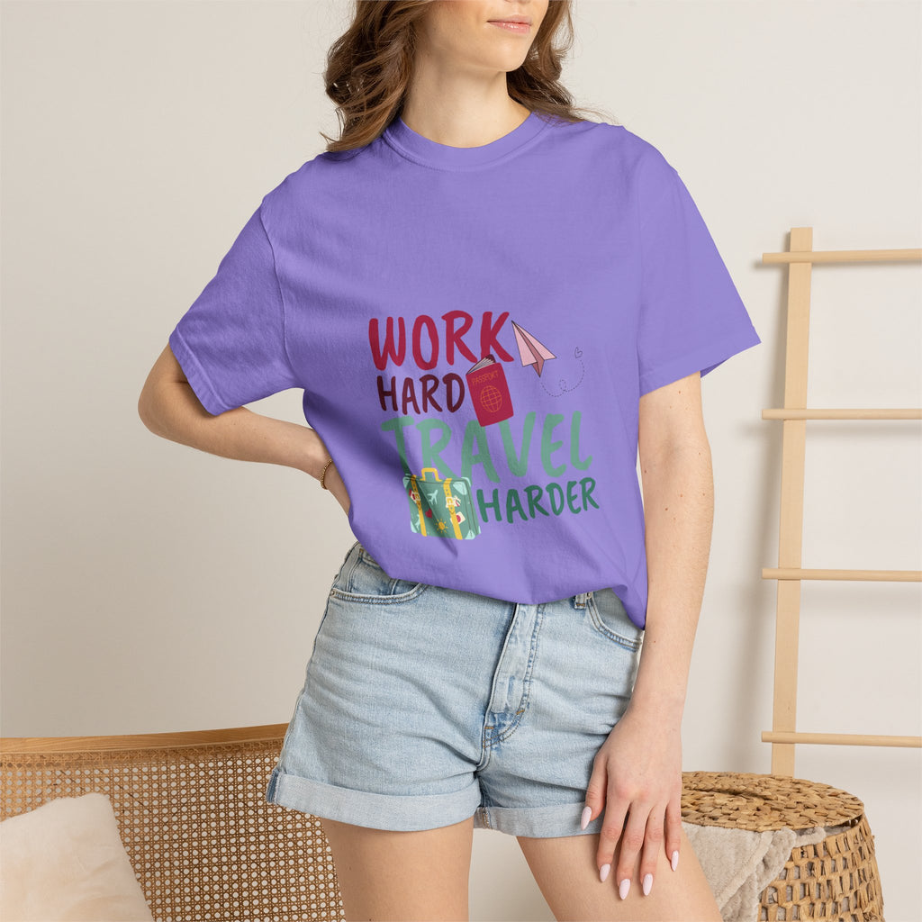 Travel T-Shirt — "Work Hard Travel Harder" Graphic Tee