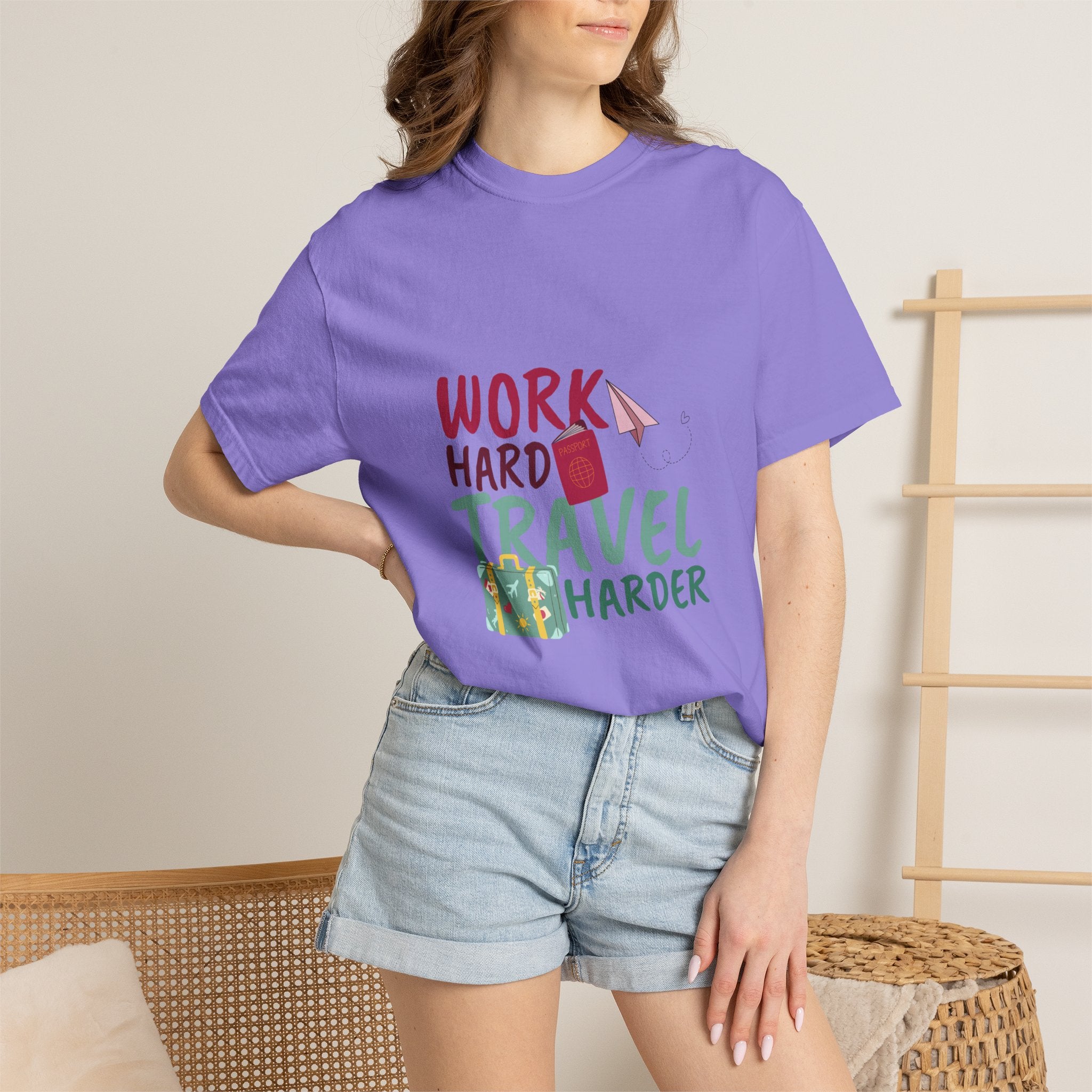 Travel T-Shirt — "Work Hard Travel Harder" Graphic Tee