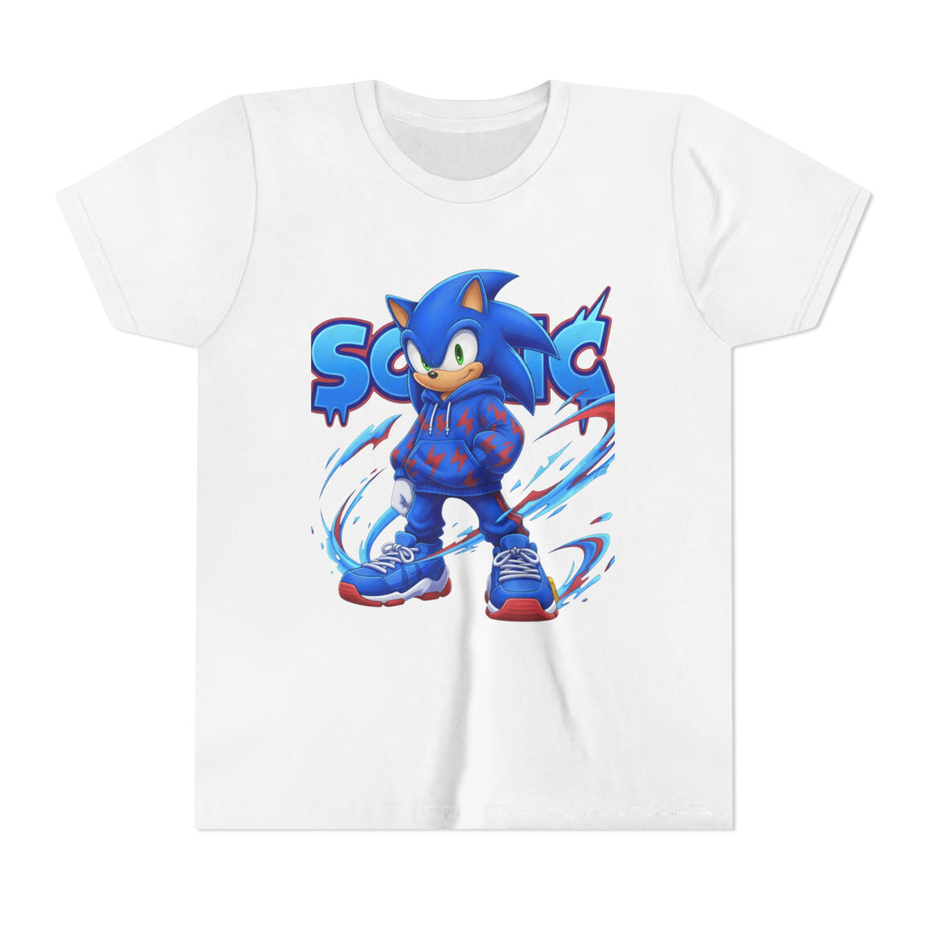 Sonic Graphic Youth Tee — Blue Streetwear Cartoon Character T‑Shirt