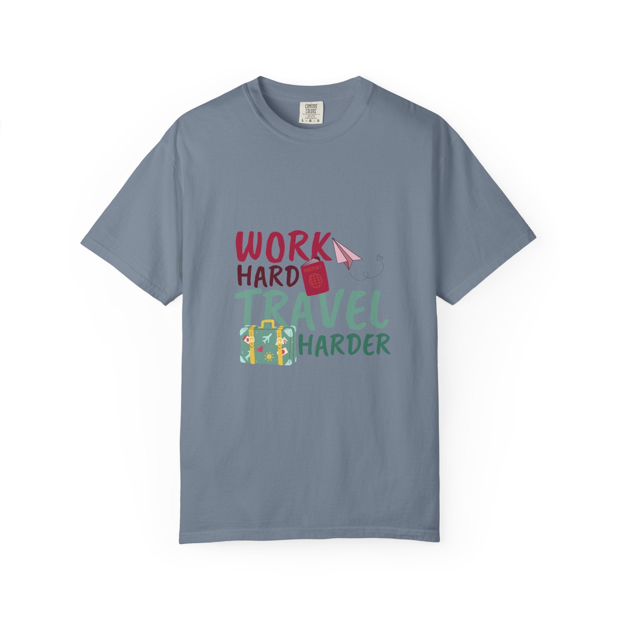 Travel T-Shirt — "Work Hard Travel Harder" Graphic Tee