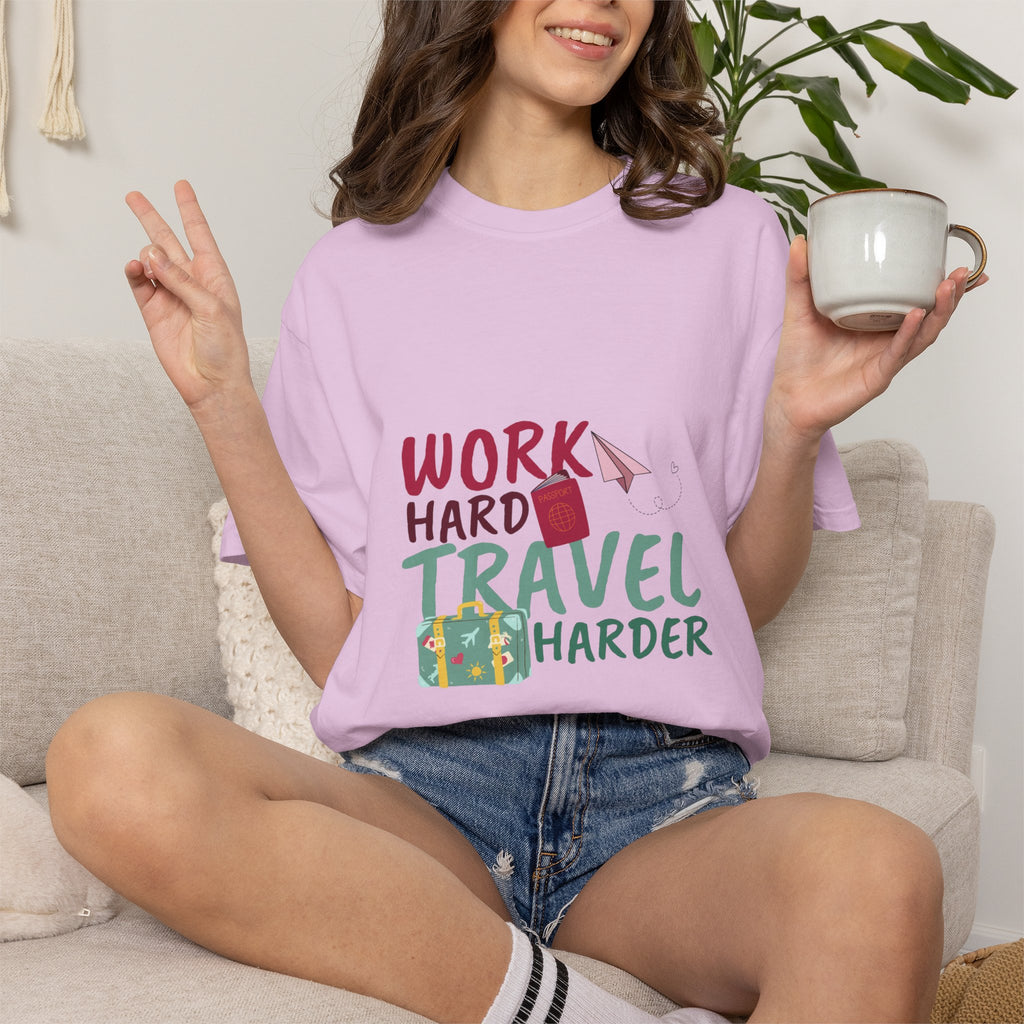 Travel T-Shirt — "Work Hard Travel Harder" Graphic Tee
