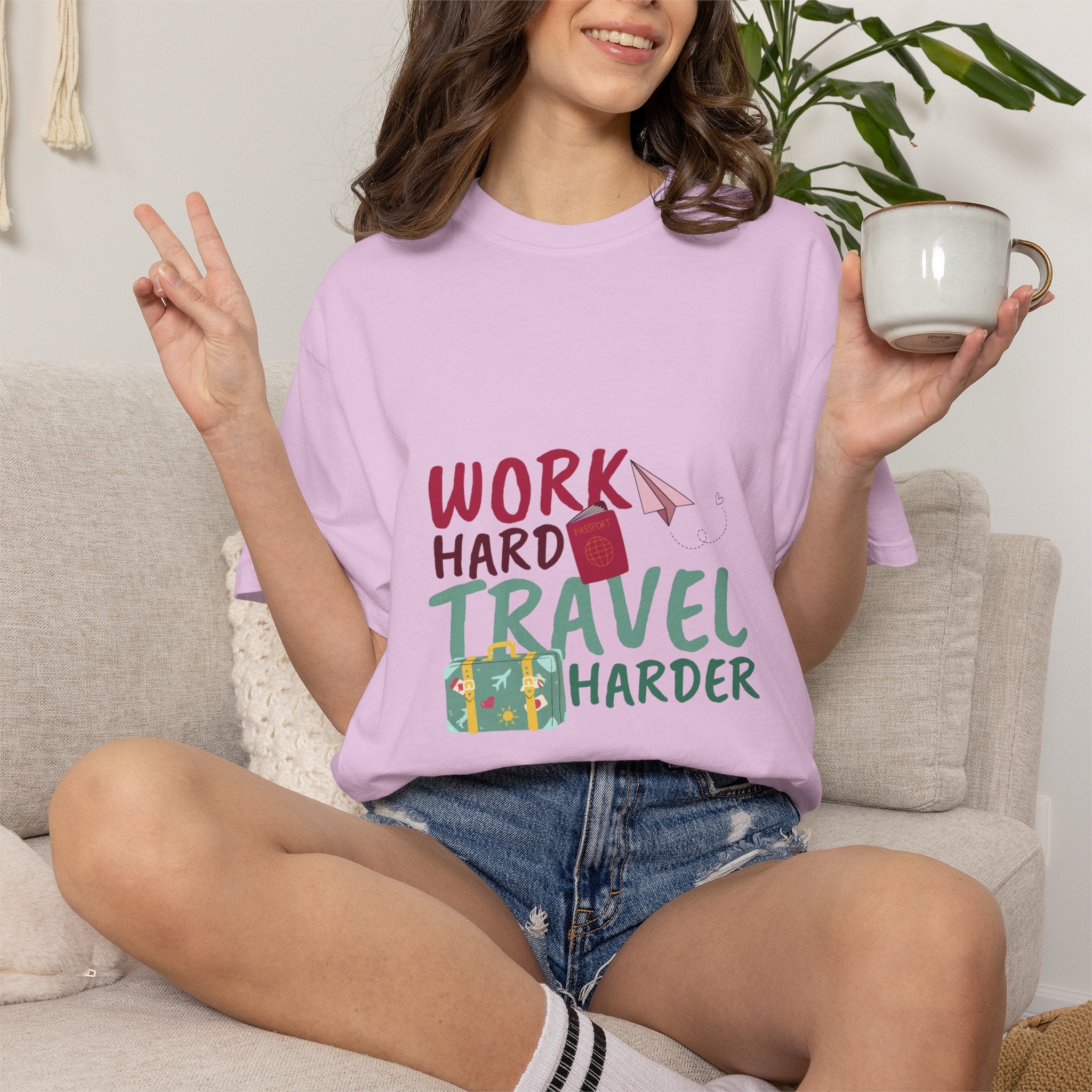 Travel T-Shirt — "Work Hard Travel Harder" Graphic Tee