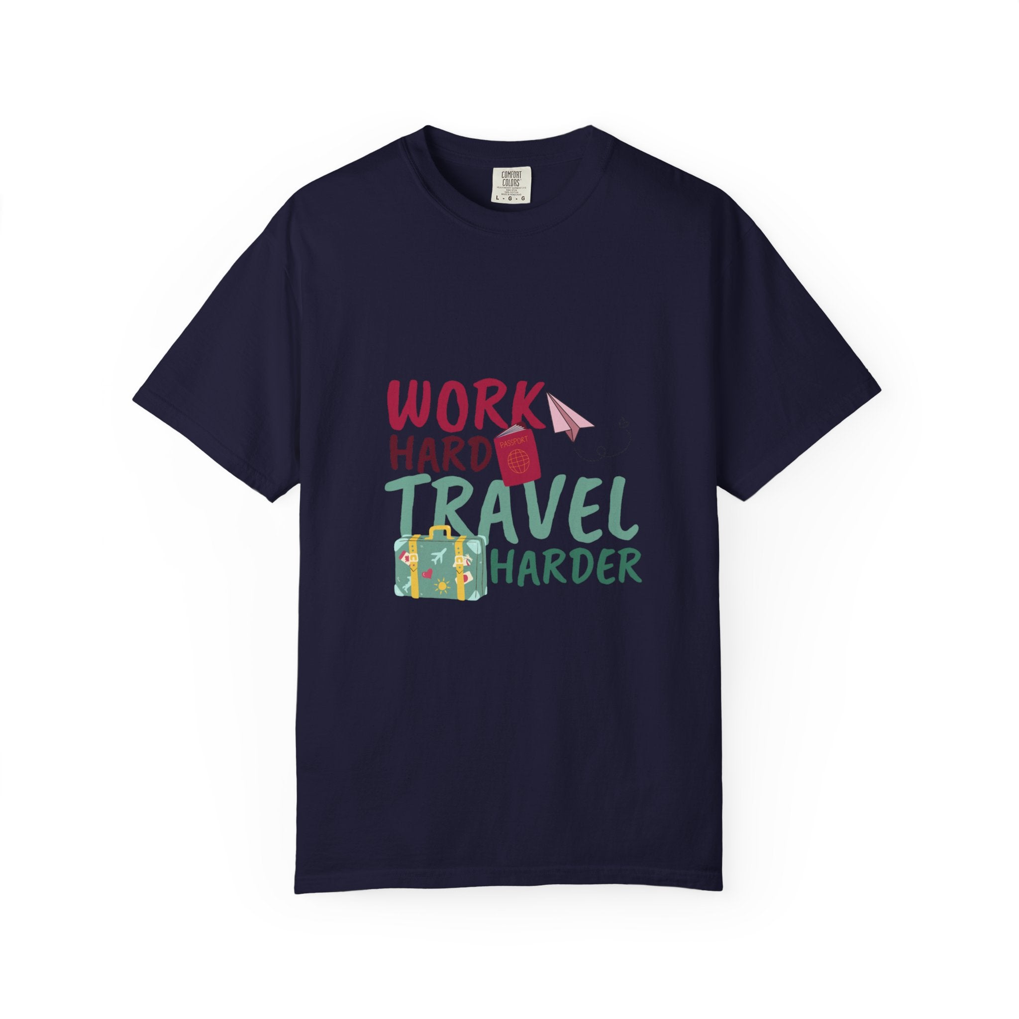 Travel T-Shirt — "Work Hard Travel Harder" Graphic Tee