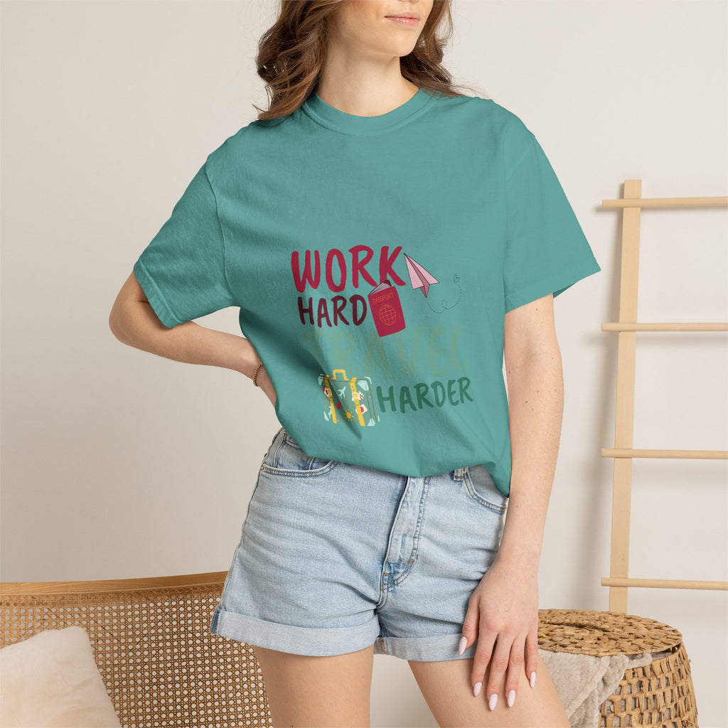 Travel T-Shirt — "Work Hard Travel Harder" Graphic Tee