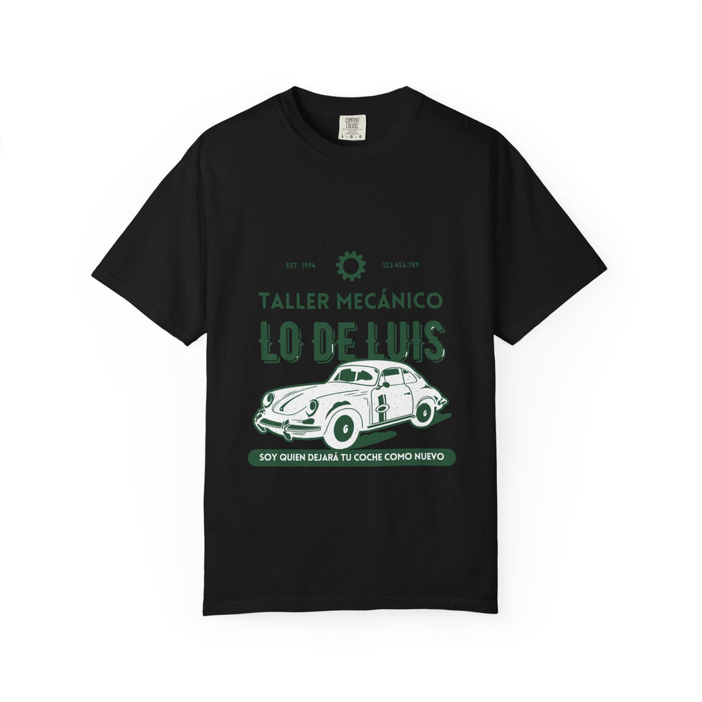 T-shirt — Taller Mecánico Lo De Luis Vintage Car Repair Tee (Soy quien deja tu coche como nuevo)
