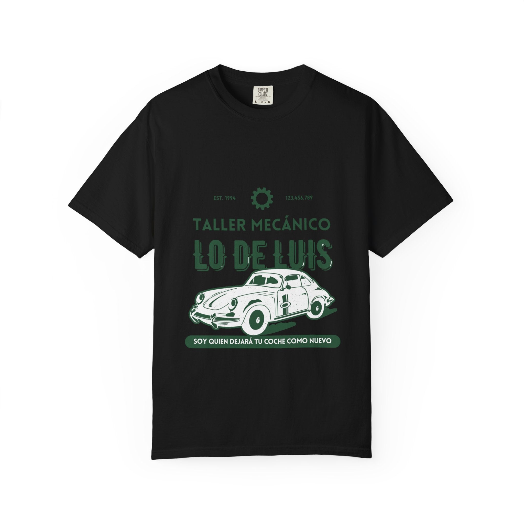 T-shirt — Taller Mecánico Lo De Luis Vintage Car Repair Tee (Soy quien deja tu coche como nuevo)