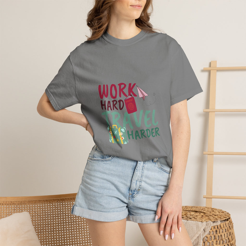 Travel T-Shirt — "Work Hard Travel Harder" Graphic Tee
