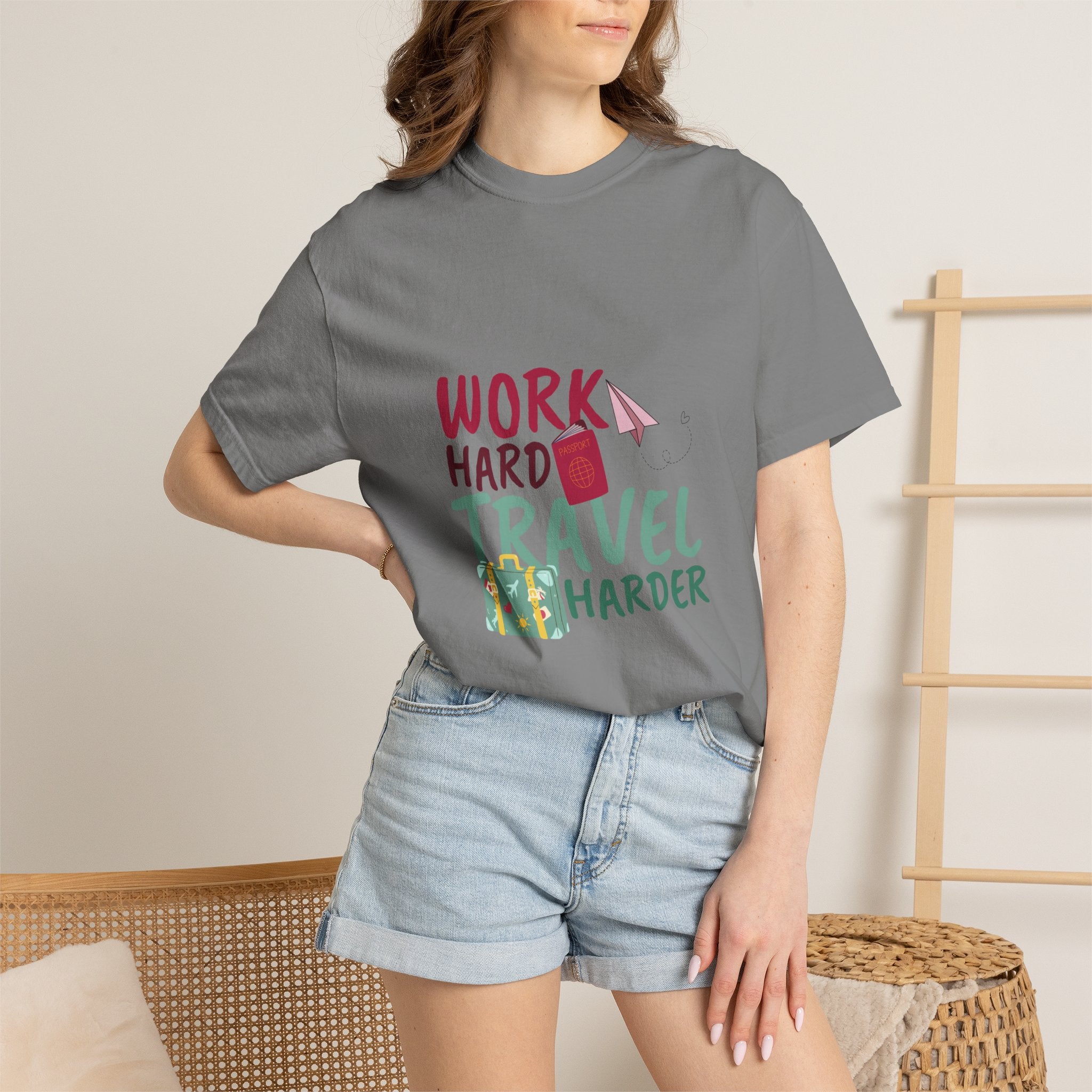 Travel T-Shirt — "Work Hard Travel Harder" Graphic Tee