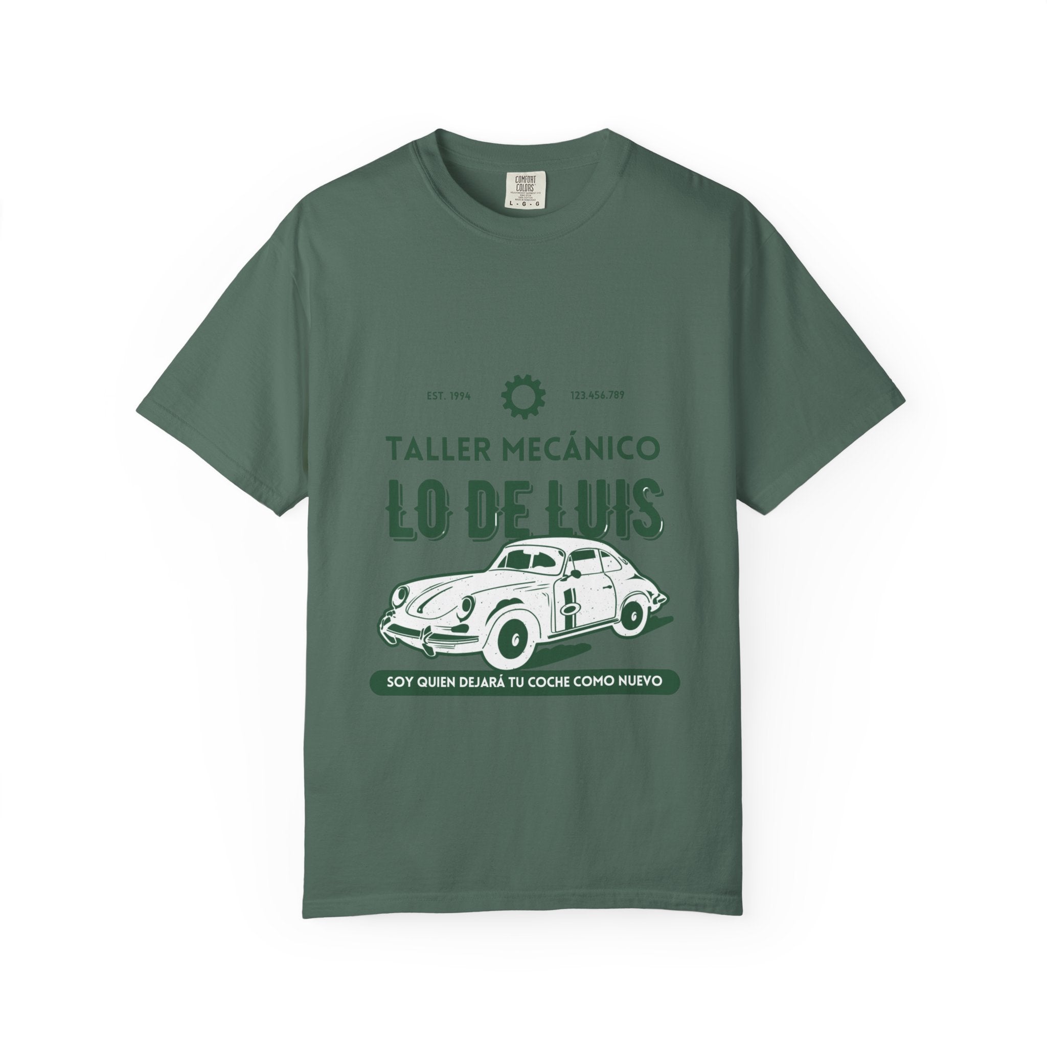 T-shirt — Taller Mecánico Lo De Luis Vintage Car Repair Tee (Soy quien deja tu coche como nuevo)