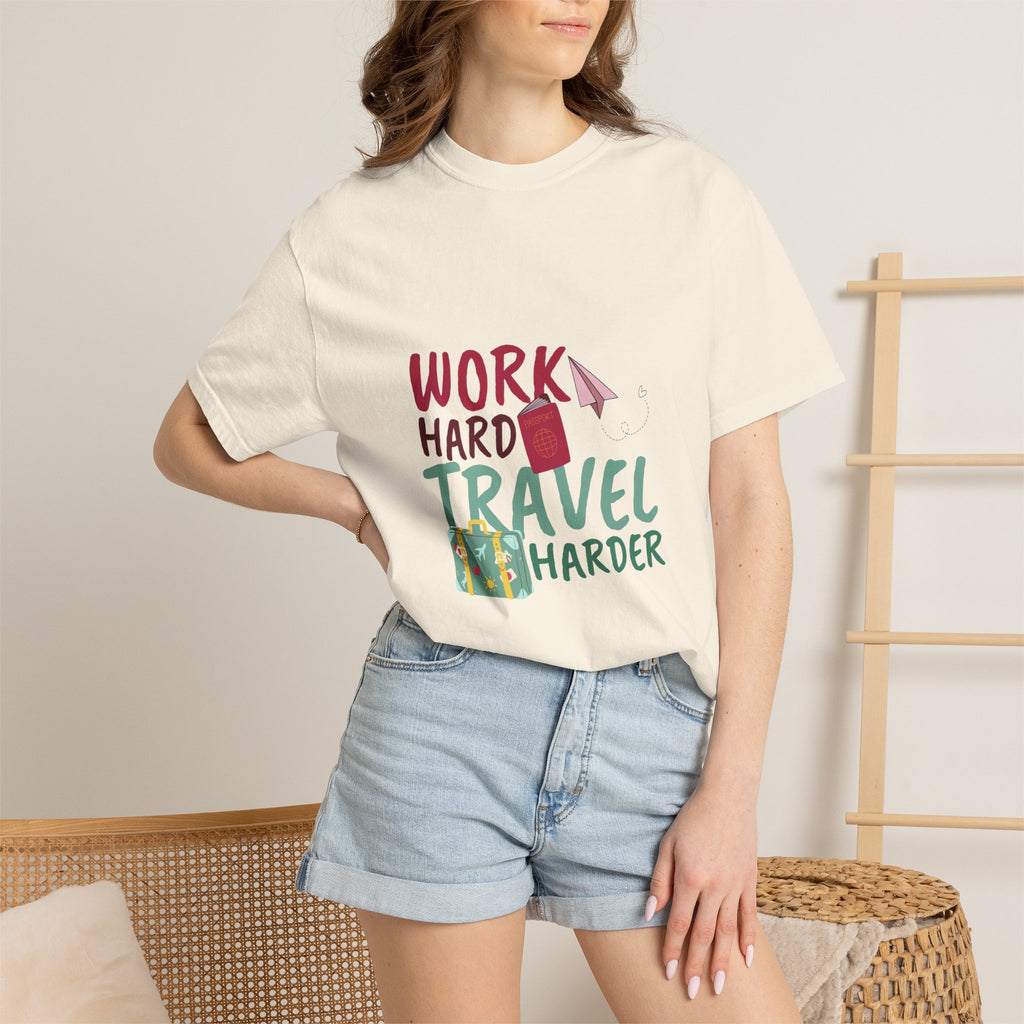 Travel T-Shirt — "Work Hard Travel Harder" Graphic Tee