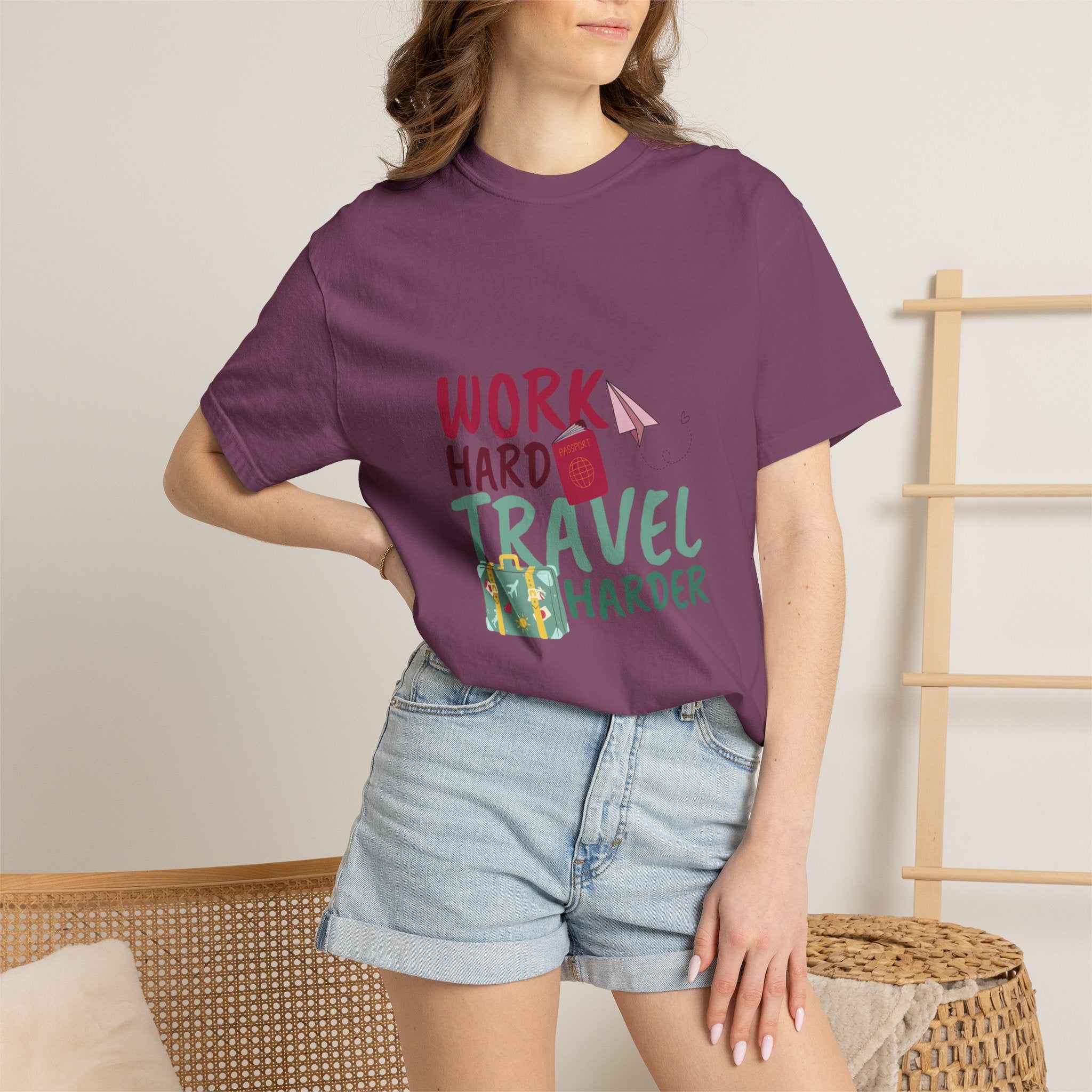 Travel T-Shirt — "Work Hard Travel Harder" Graphic Tee