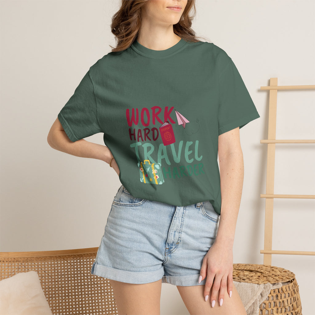 Travel T-Shirt — "Work Hard Travel Harder" Graphic Tee