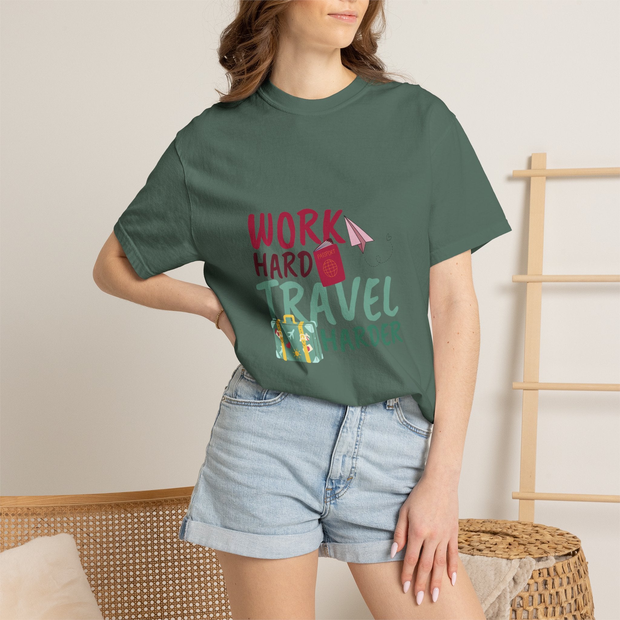 Travel T-Shirt — "Work Hard Travel Harder" Graphic Tee
