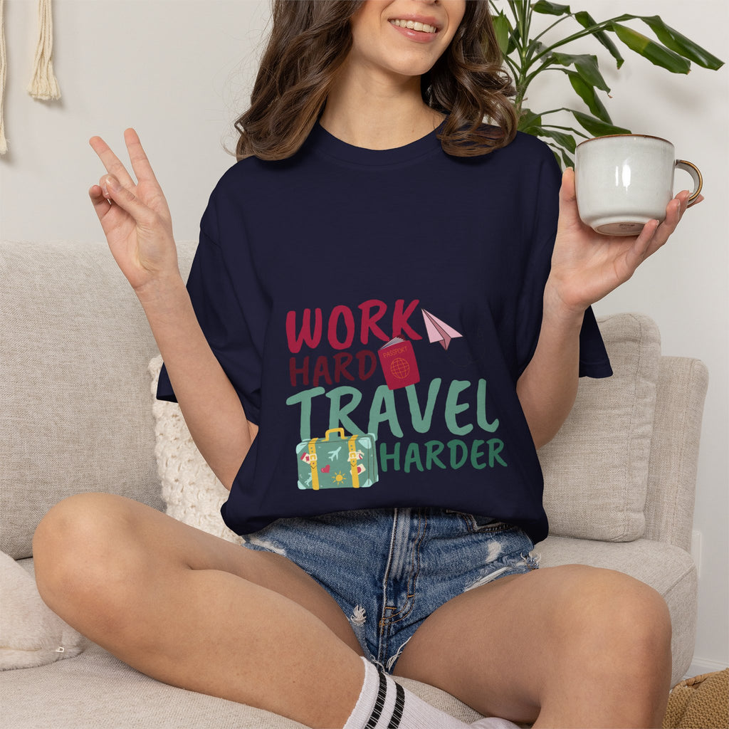 Travel T-Shirt — "Work Hard Travel Harder" Graphic Tee