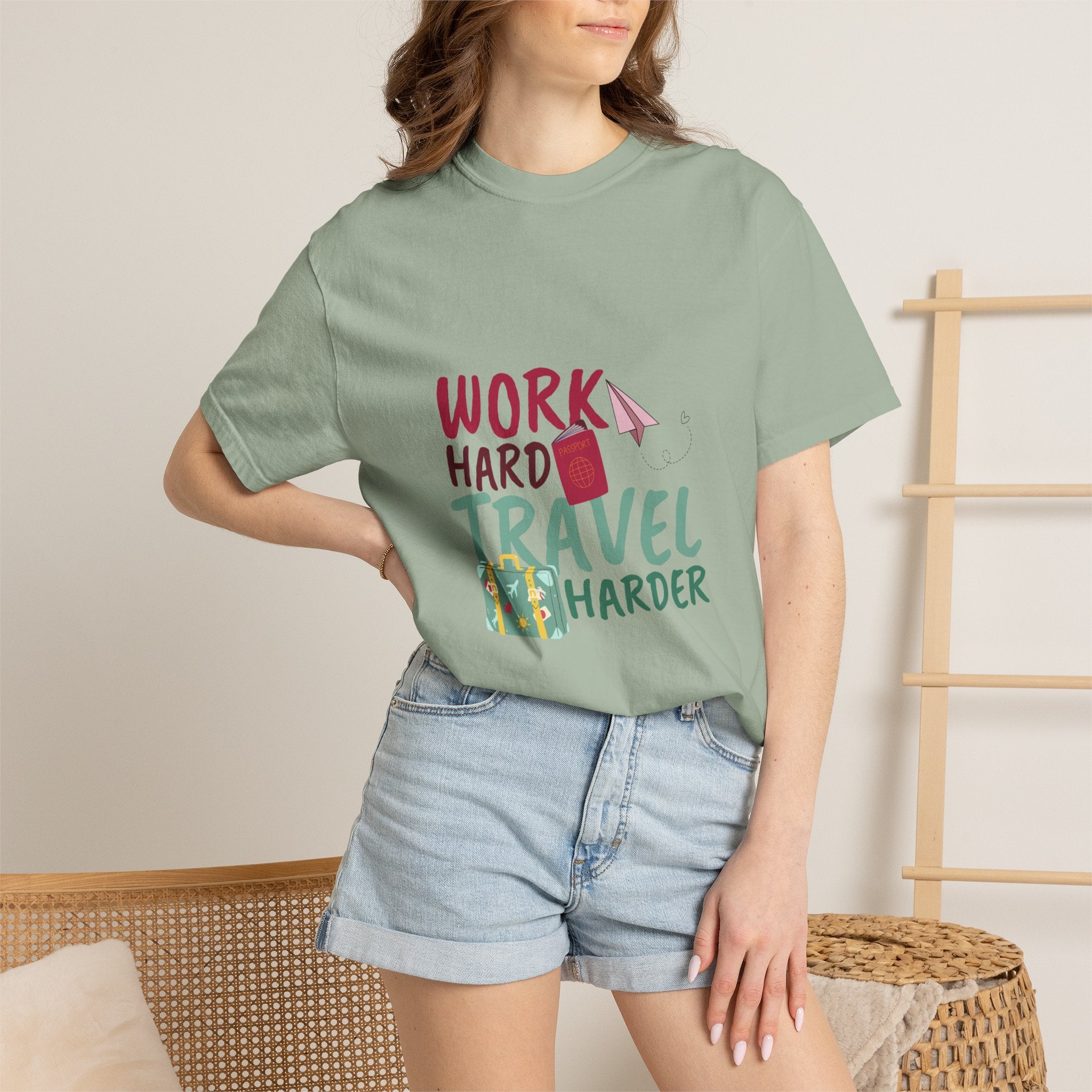 Travel T-Shirt — "Work Hard Travel Harder" Graphic Tee