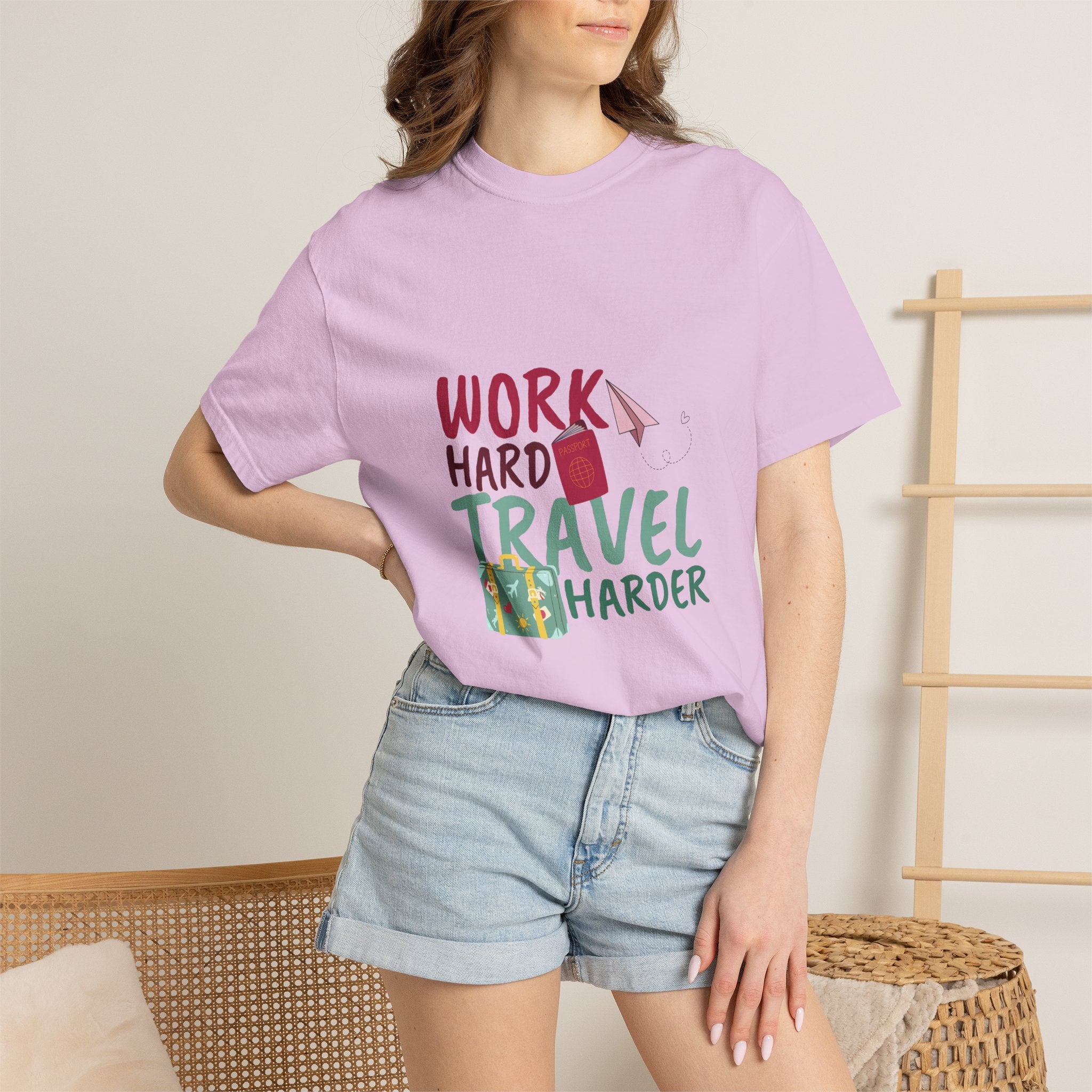Travel T-Shirt — "Work Hard Travel Harder" Graphic Tee