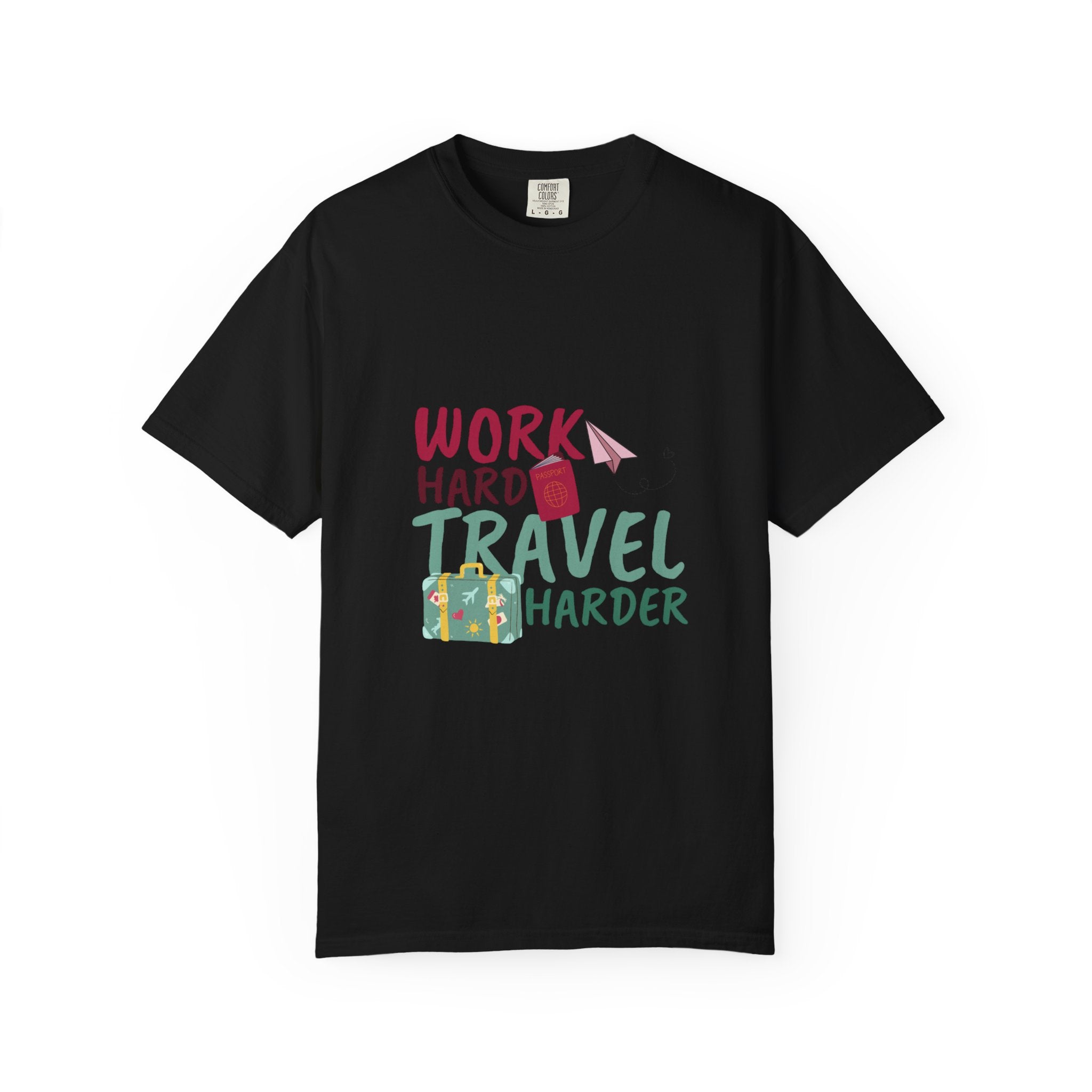 Travel T-Shirt — "Work Hard Travel Harder" Graphic Tee